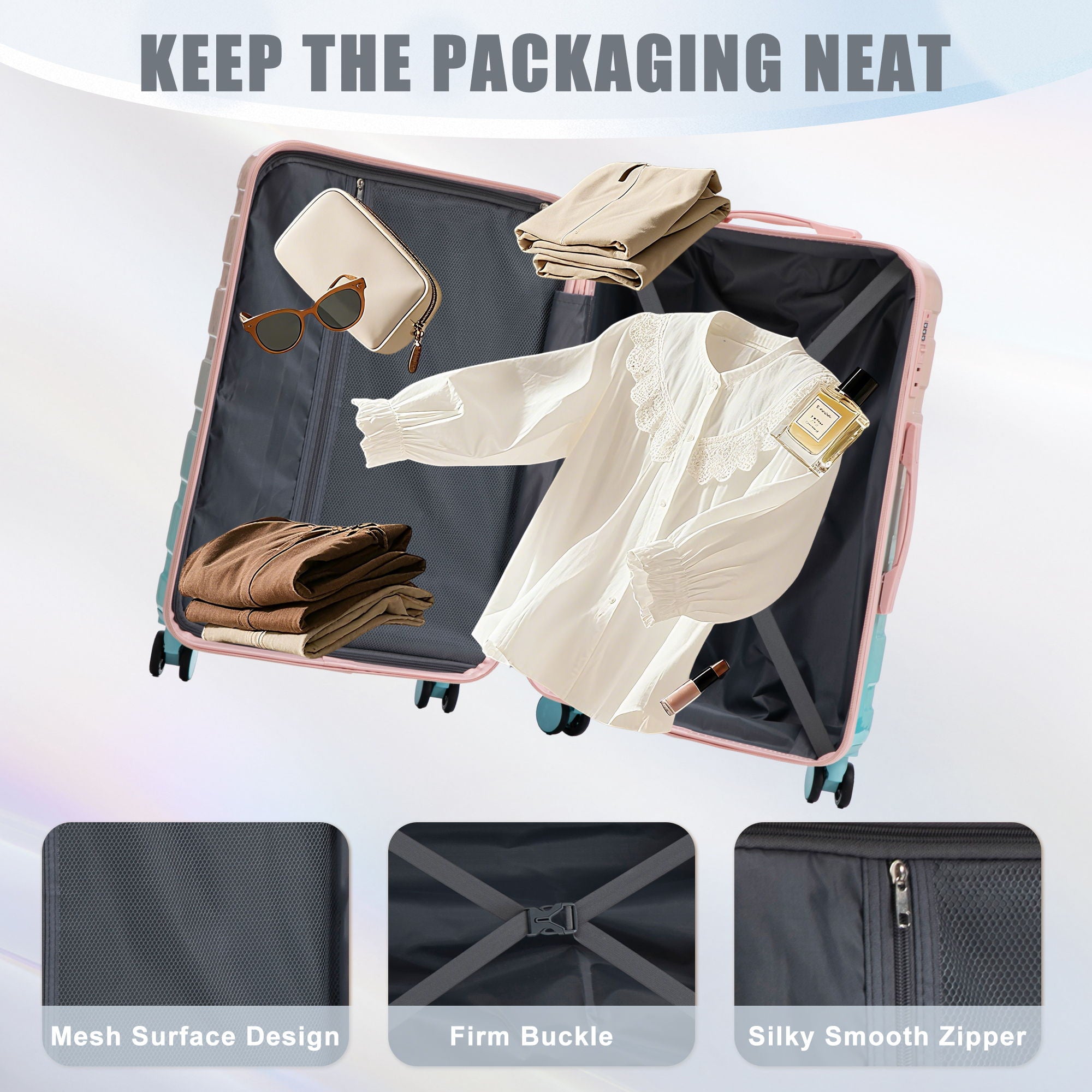Luggage Set 20" /24" /28" With Combination Lock And Silent Wheels