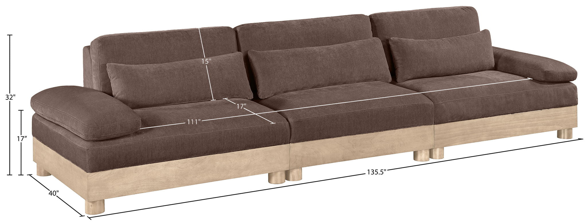 Turin - Chenille Fabric Upholstered Modular Sectional - Brown