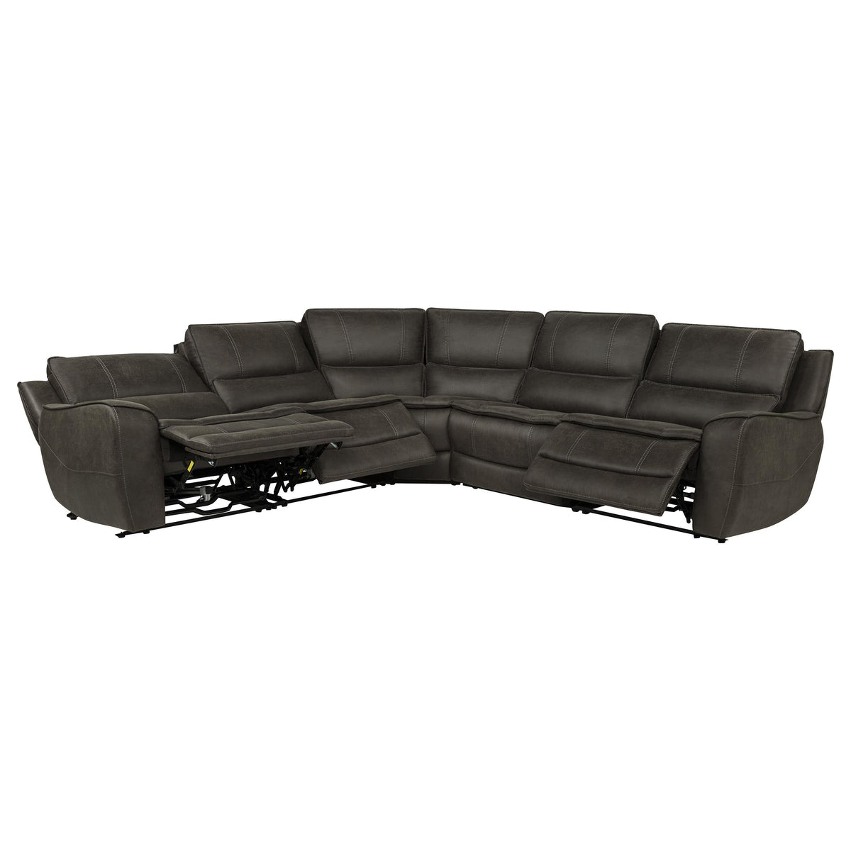 Marcell 5-Piece L-Shaped Modular Power Reclining Sectional Sofa Grey