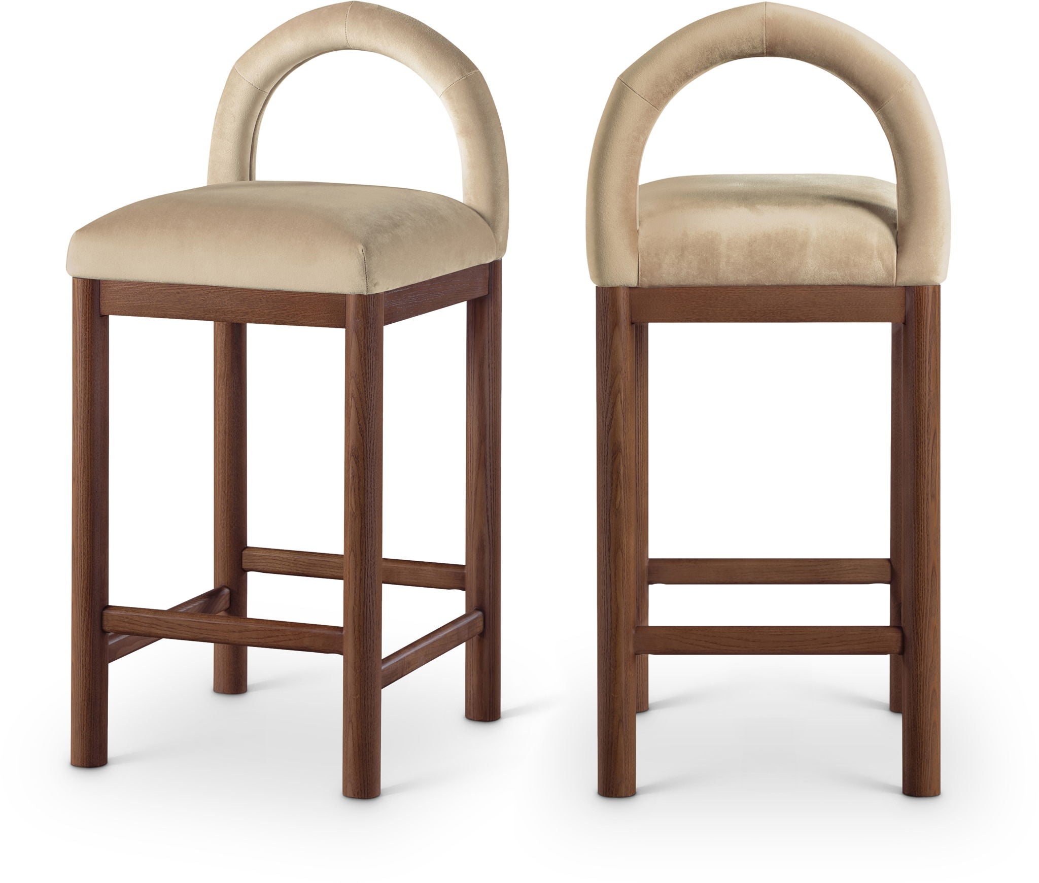 Conrad - Velvet Counter Stool With Brown Legs