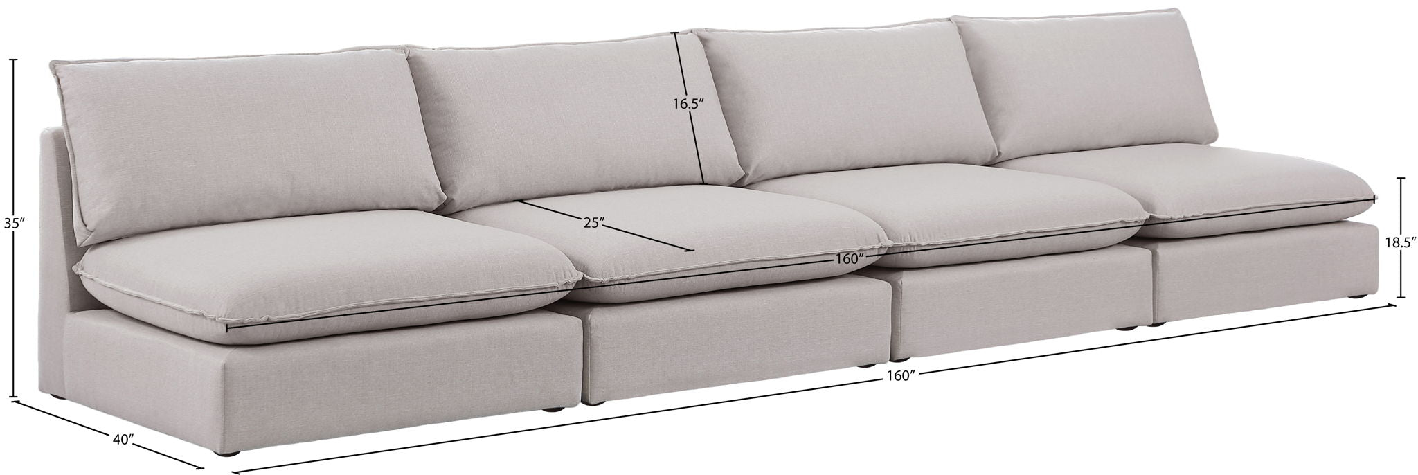 Mackenzie - Modular Sofa Armless - 4 Seats