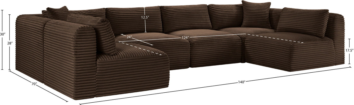 Shaggy - 6 Piece Modular U-Shaped Armless Sectional