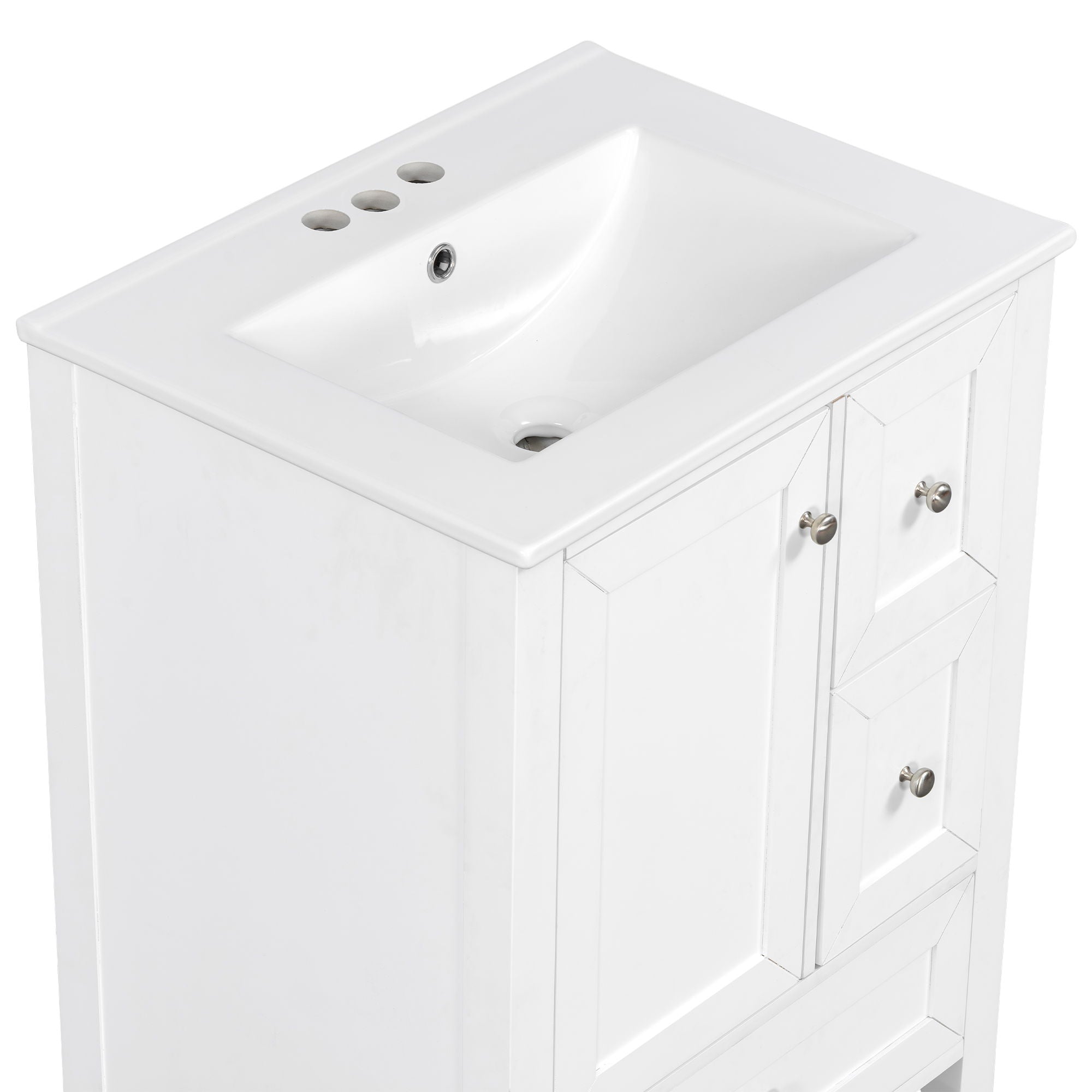 Modern Bathroom Vanity With Sink, Freestanding Cabinet With Drawers And Shelves