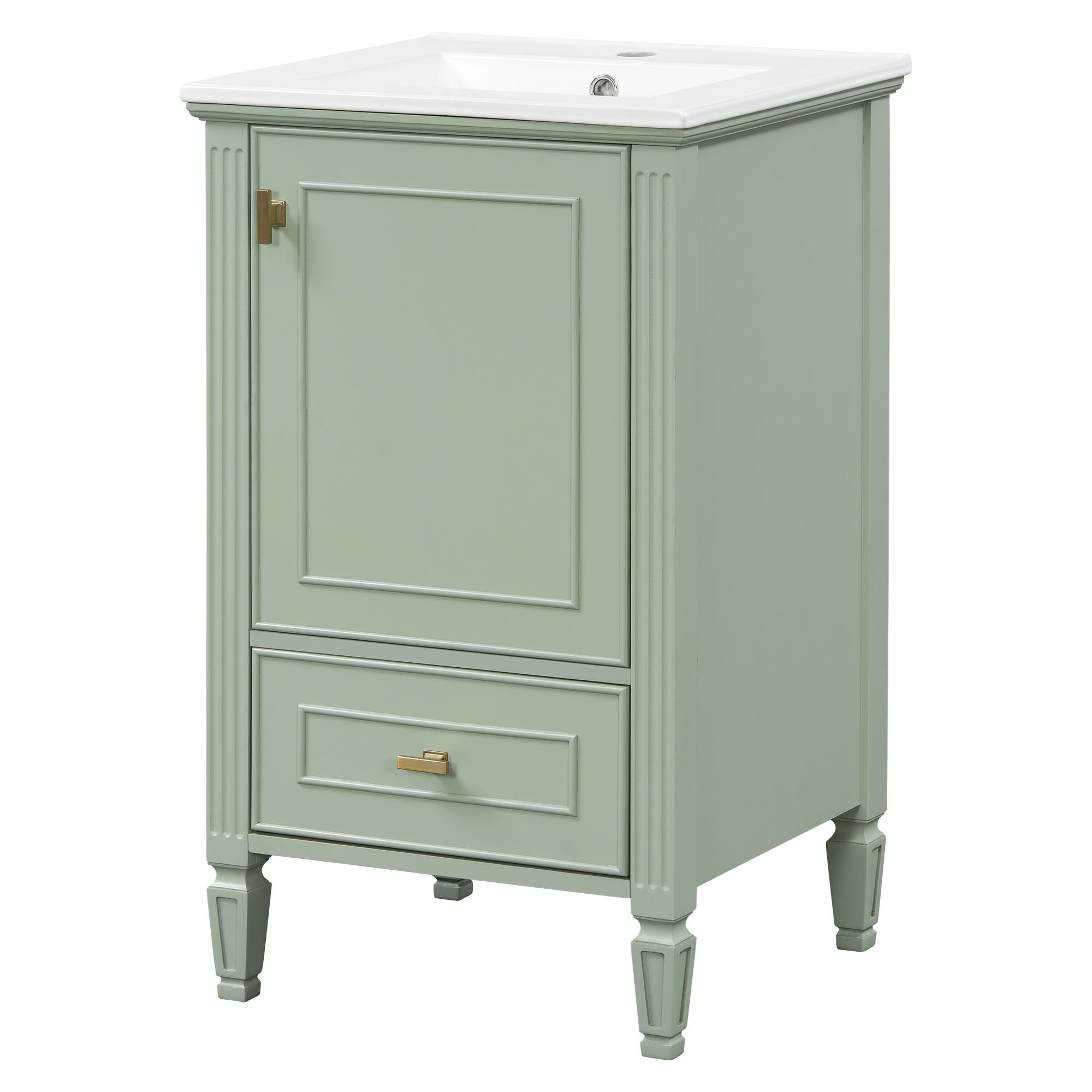 Bathroom Vanity & Sink, Freestanding Storage Cabinet, Soft Close Drawers & Doors - Green