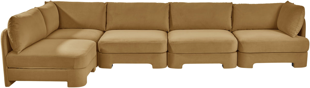 Hammond - Velvet Performance Fabric Upholstered 5 Piece L-Shaped Sectional