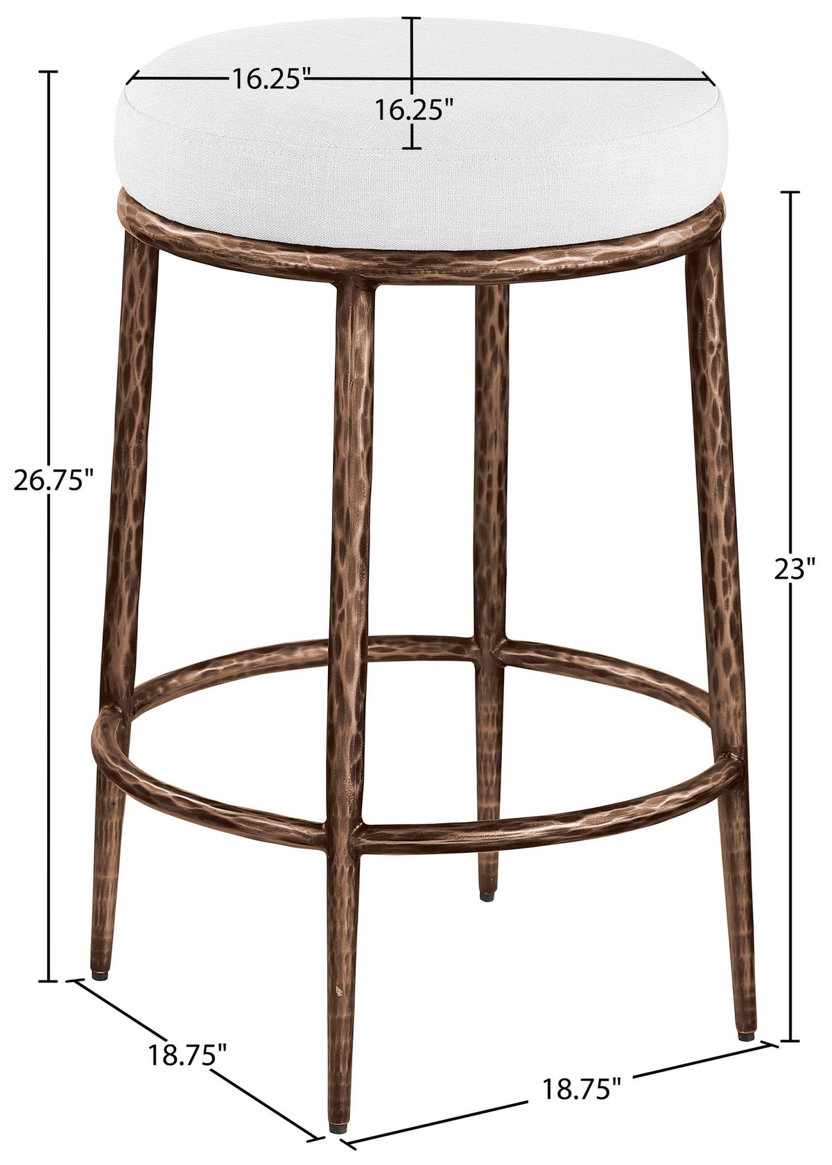 Ferro - Upholstered Backless Counter Stool With Brushed Bronze Base