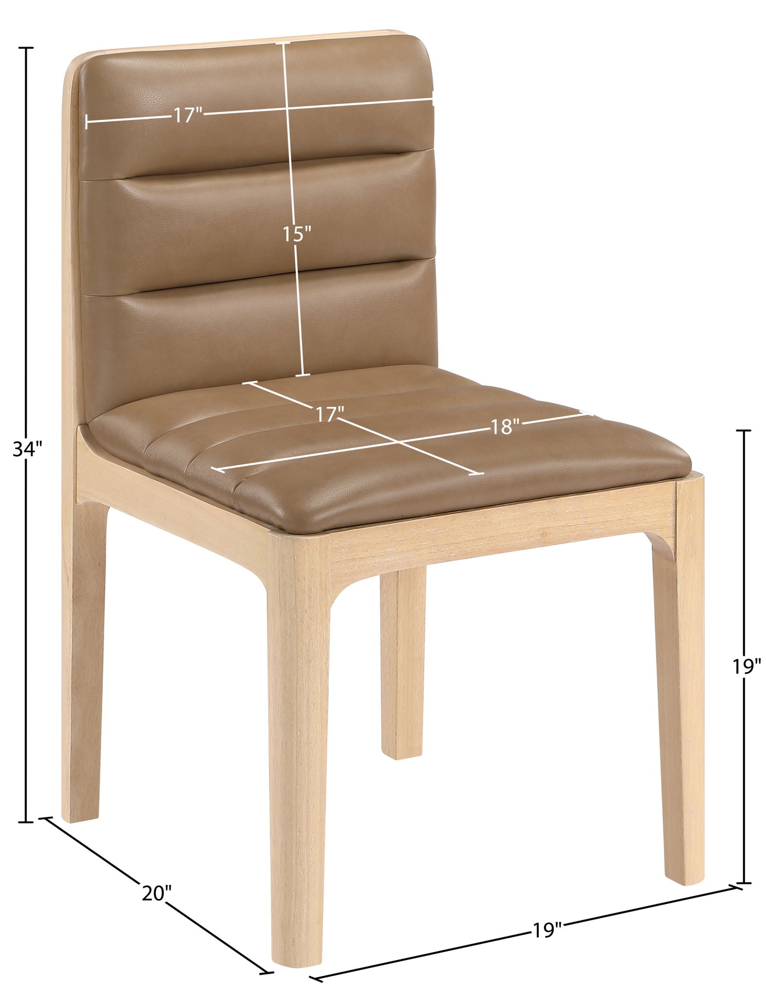 Ellis - Vegan Leather Upholstered Dining Chair (Set of 2) - Tan / Natural