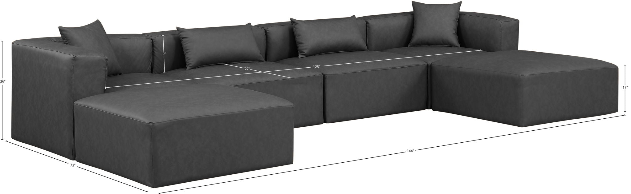 Cube - 6 Piece Modular Double Chaise Sectional
