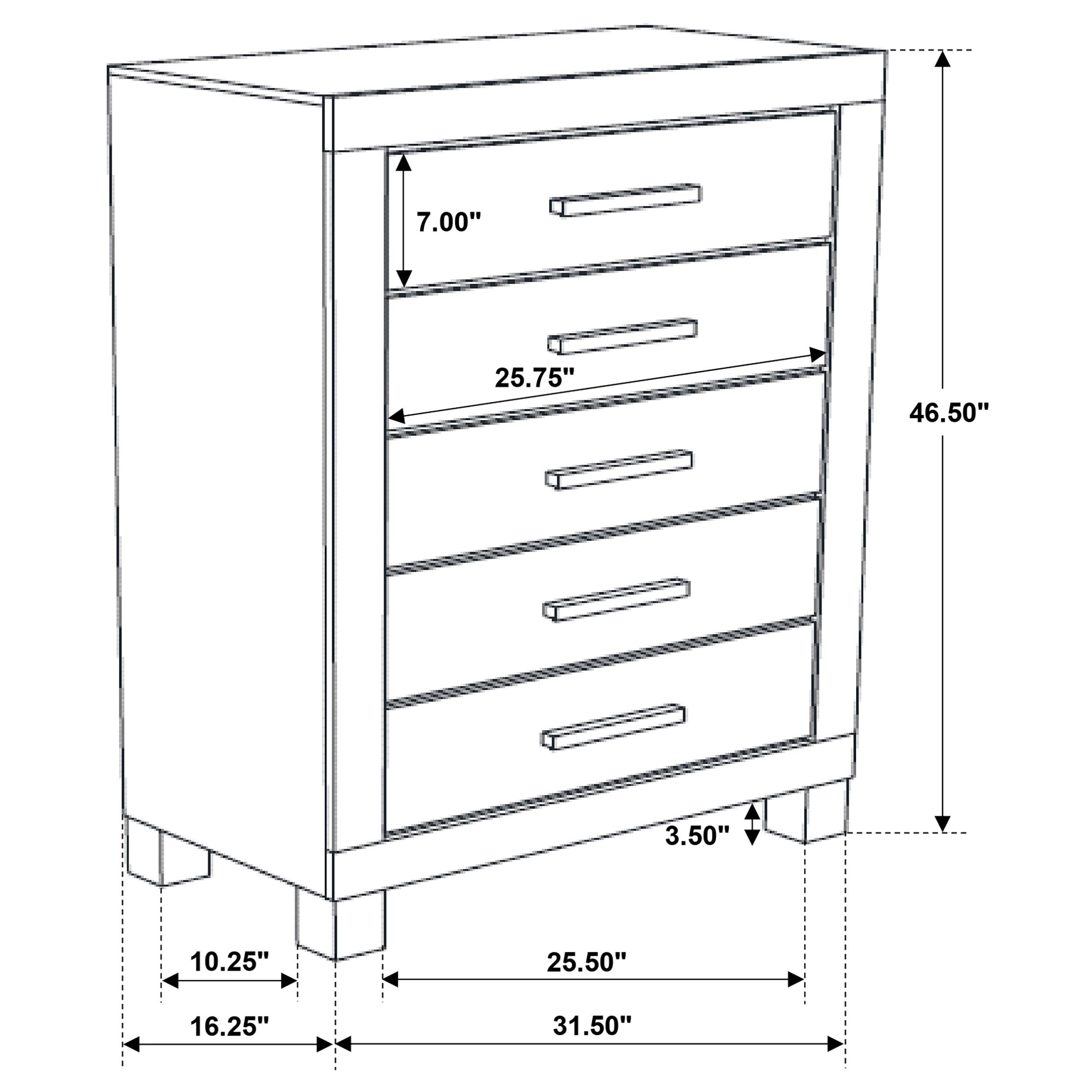 Diamond Modern Furniture COA Woodmont 5-Drawer Chest 222635 IMAGE 10