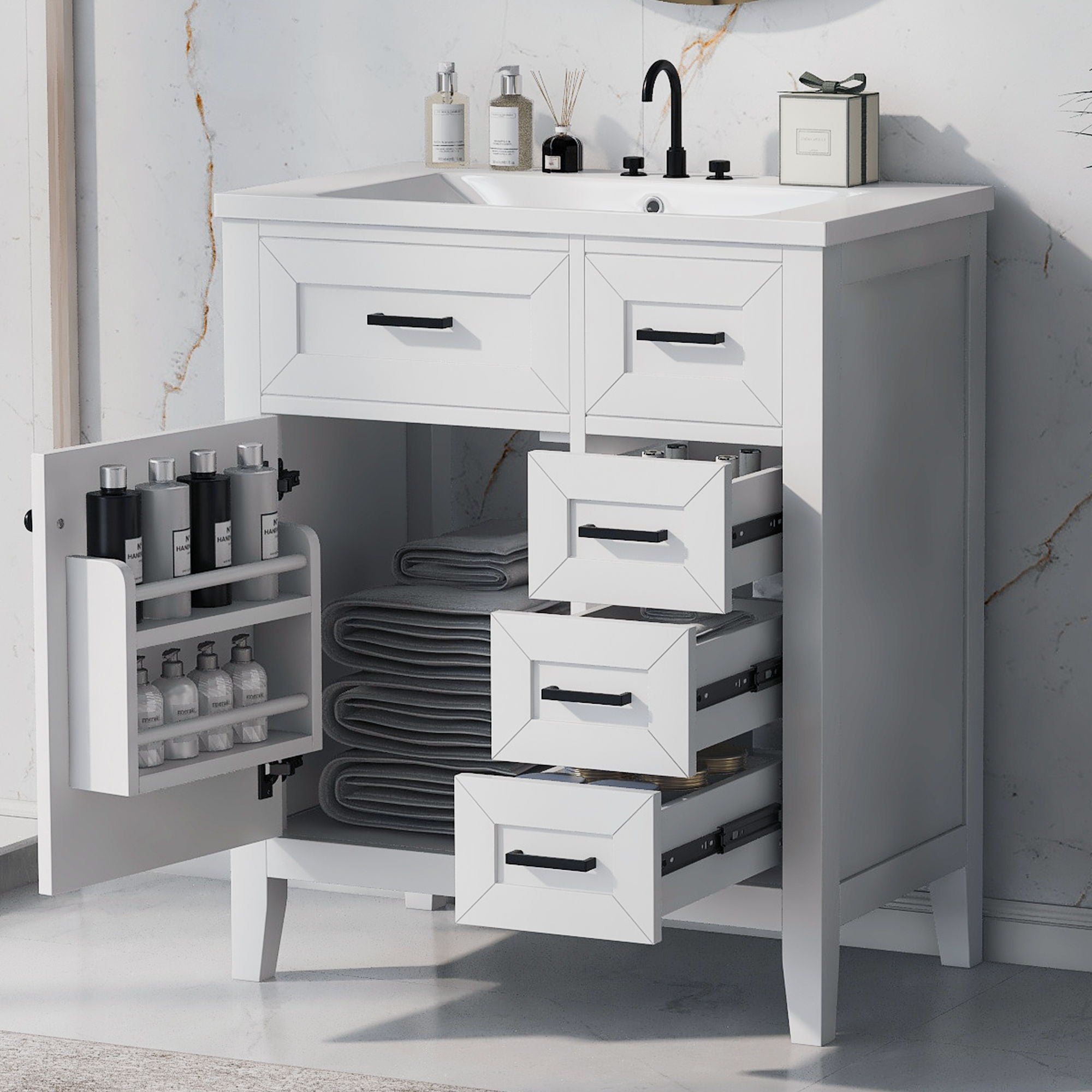 Modern Bathroom Vanity With Sink Combo, 3 Drawers