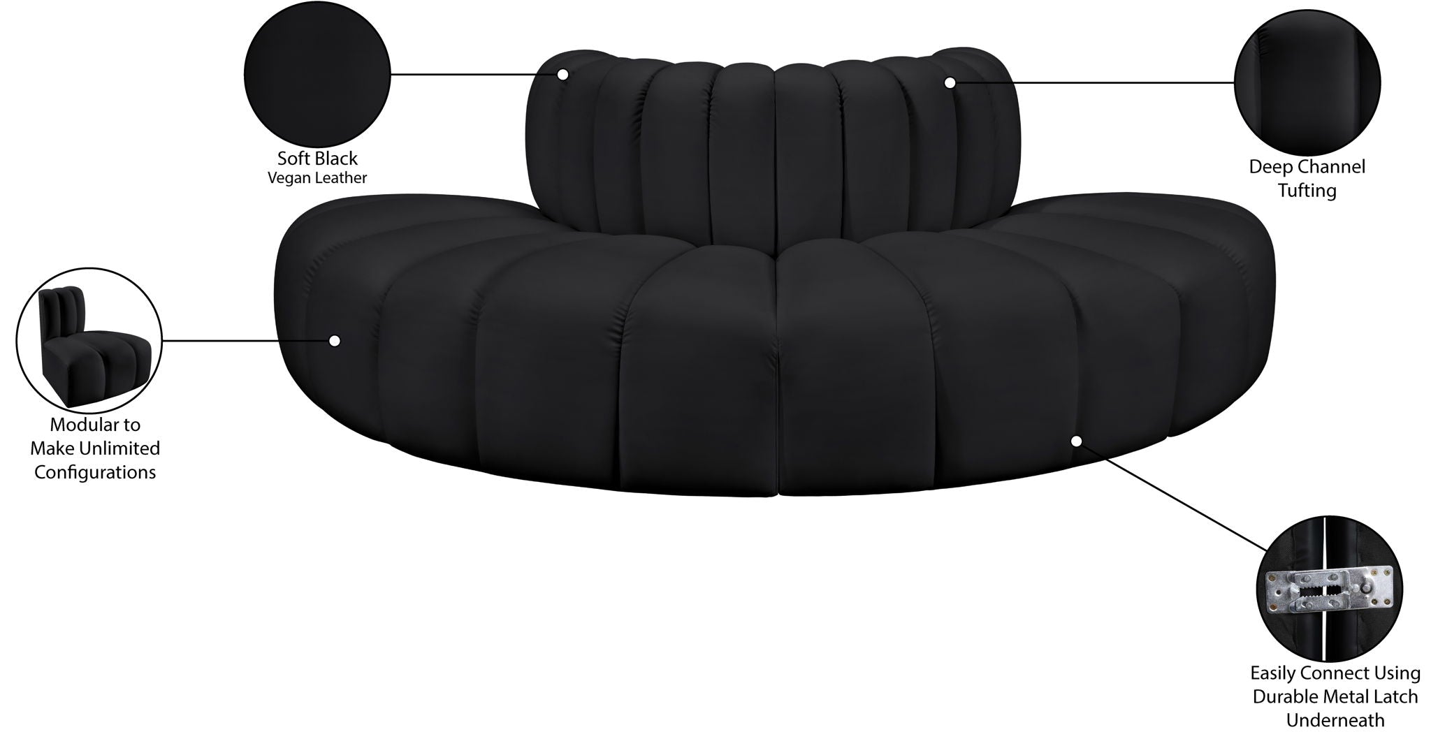 Arc - Faux Leather 4 Piece Modular Sofa