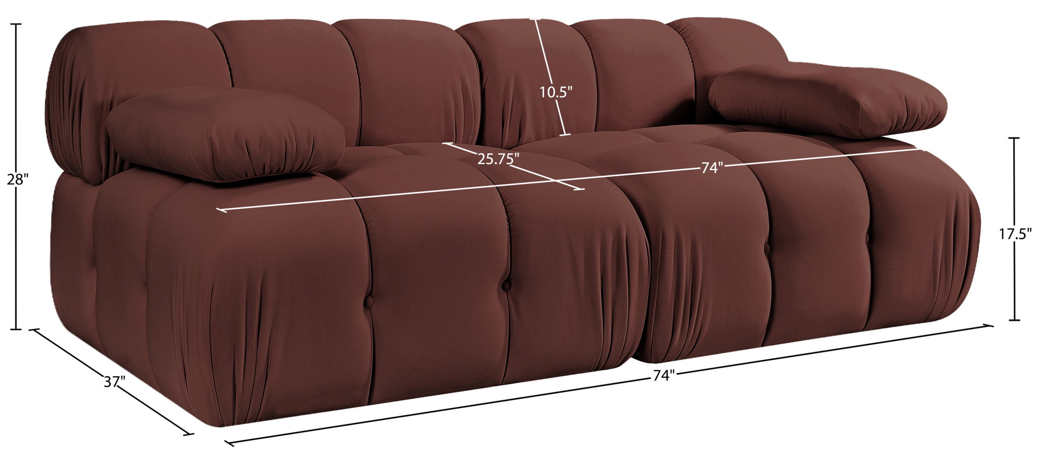 Orin - Velvet Performance Fabric Upholstered 2 Piece Modular Sofa