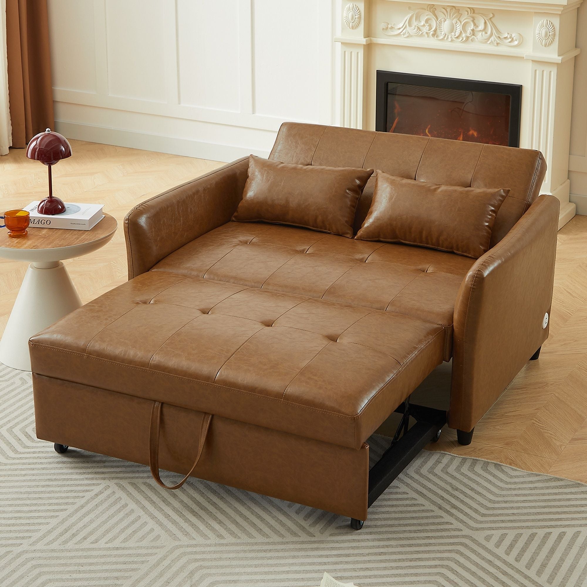 Convertible Sleeper Sofa Bed With 3 USB Ports