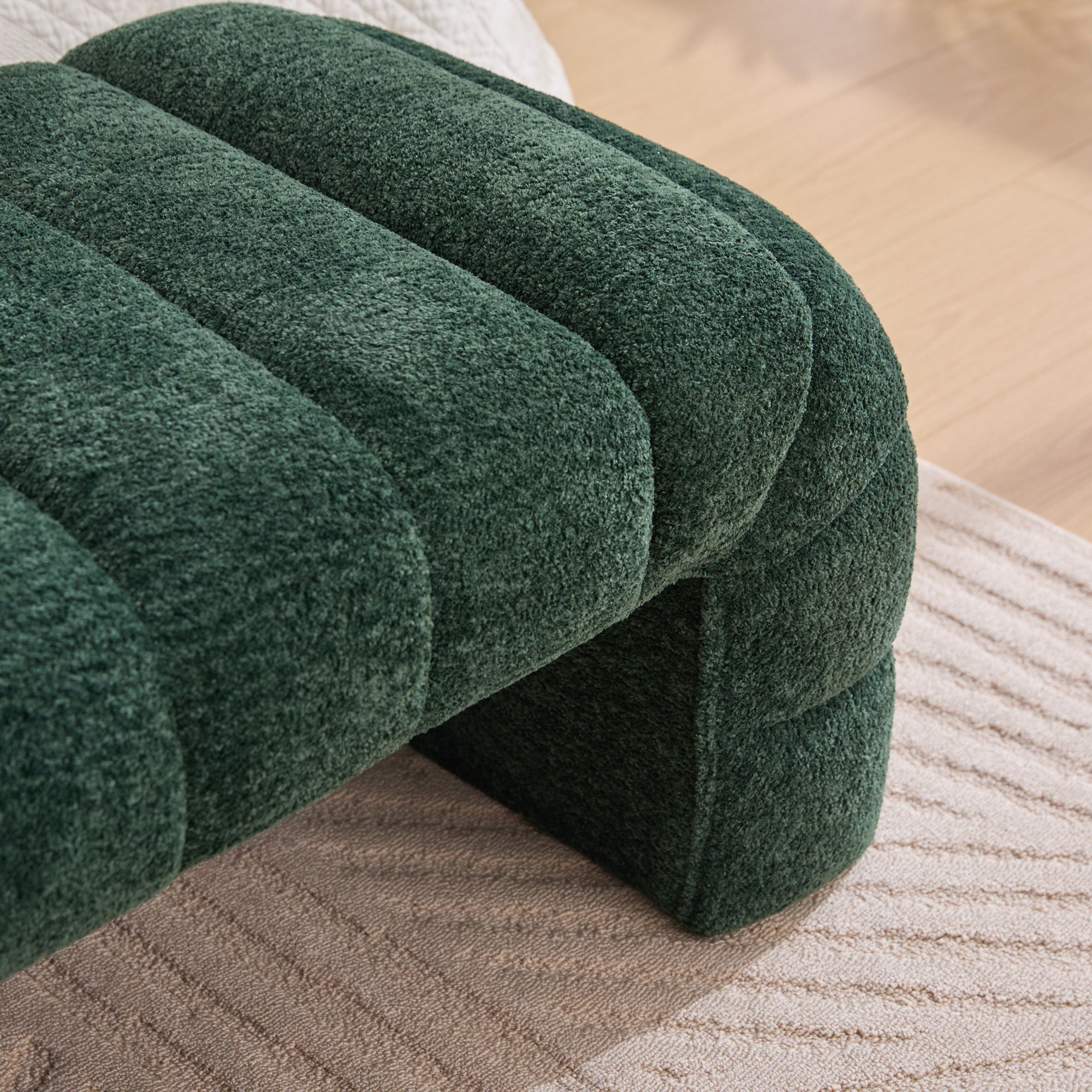 Modern Upholstered Armless Bed Bench With Channel Tufted Design