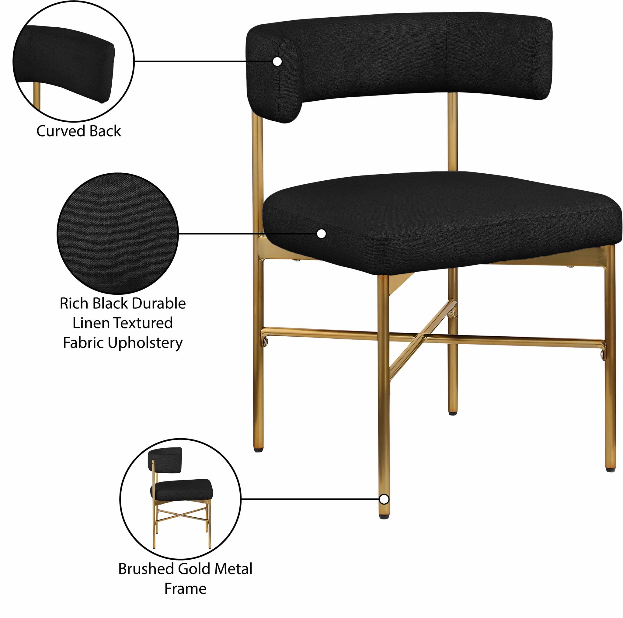 Rivage - Durable Dining Chair With Gold Frame (Set of 2)