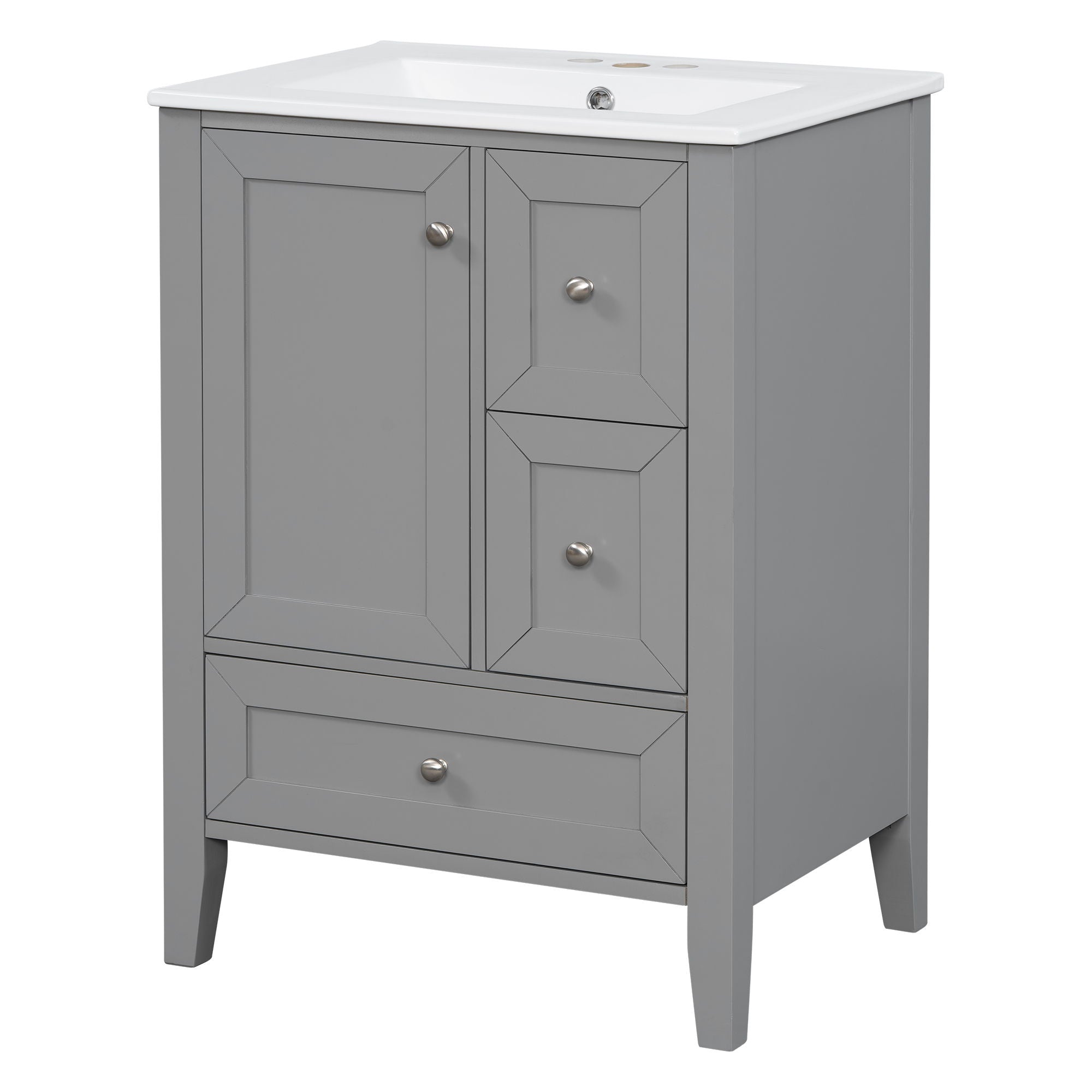 Modern Bathroom Vanity With Sink, Freestanding Cabinet With Drawers And Shelves