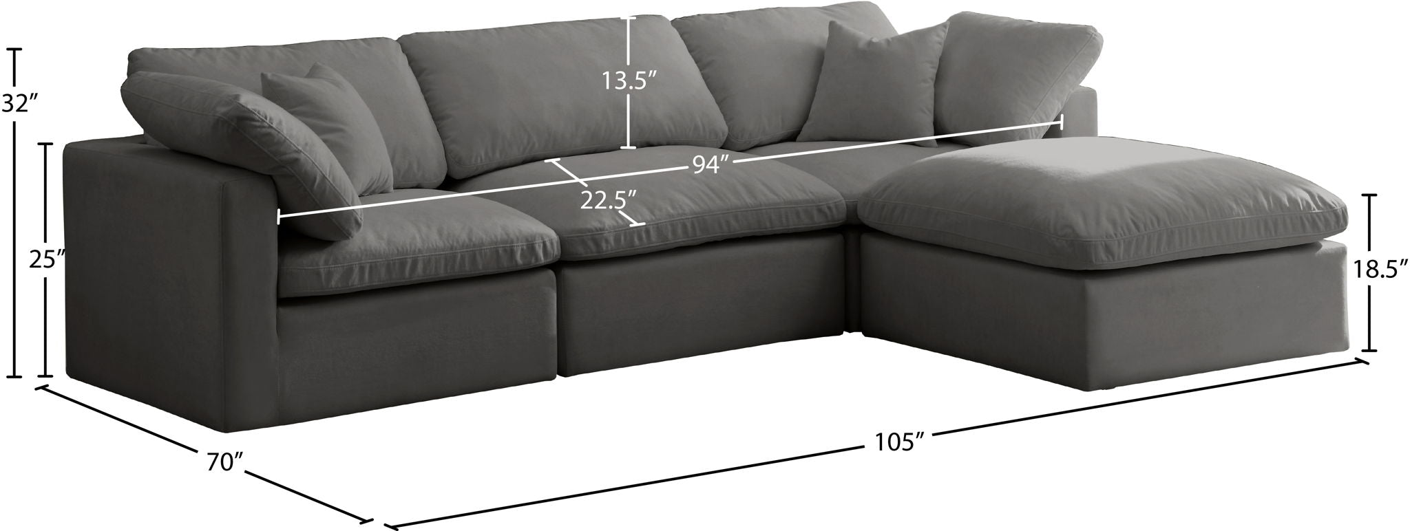 Plush - 4 Piece Modular Sectional