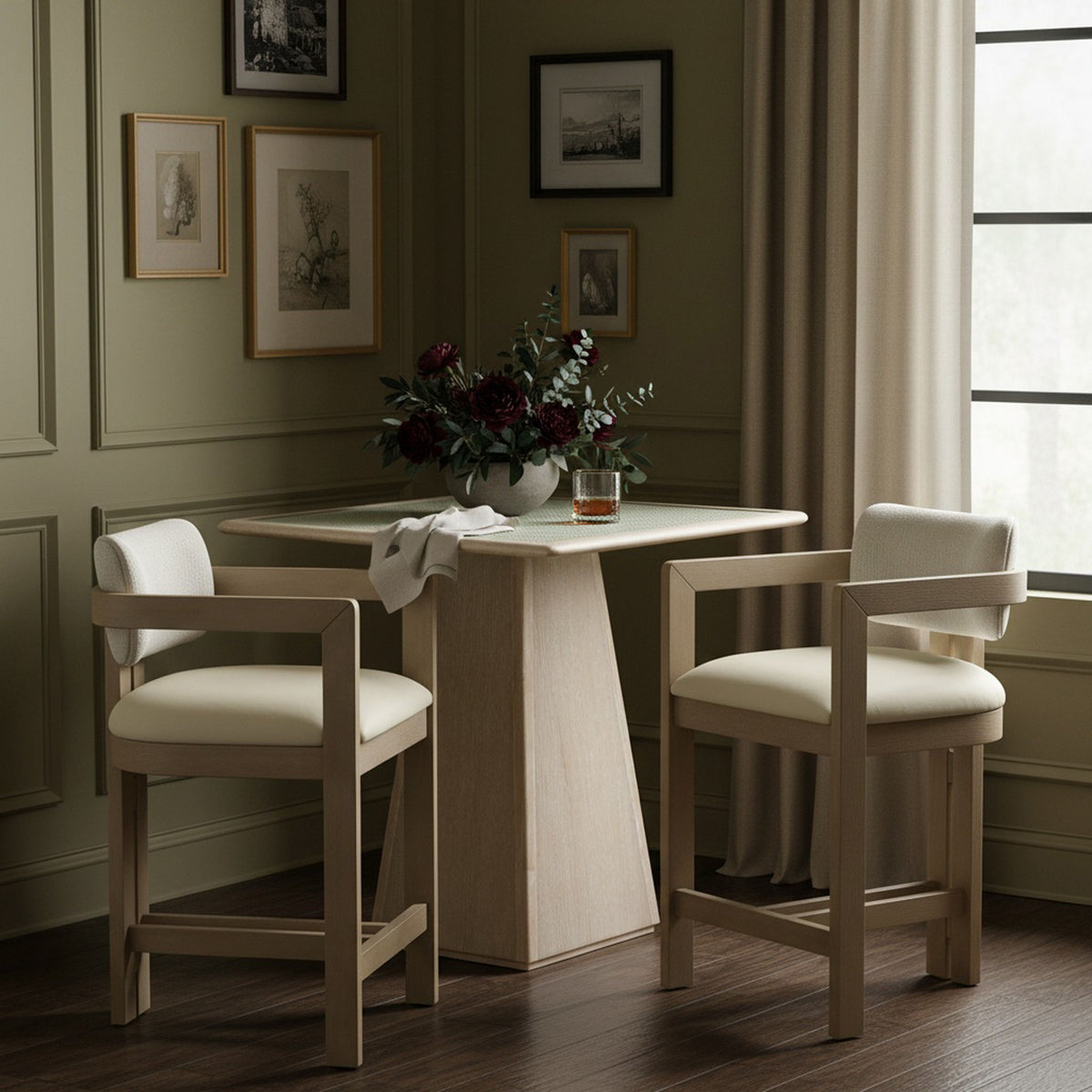 Ravina - Upholstered Counter Stool With Stained Natural Base