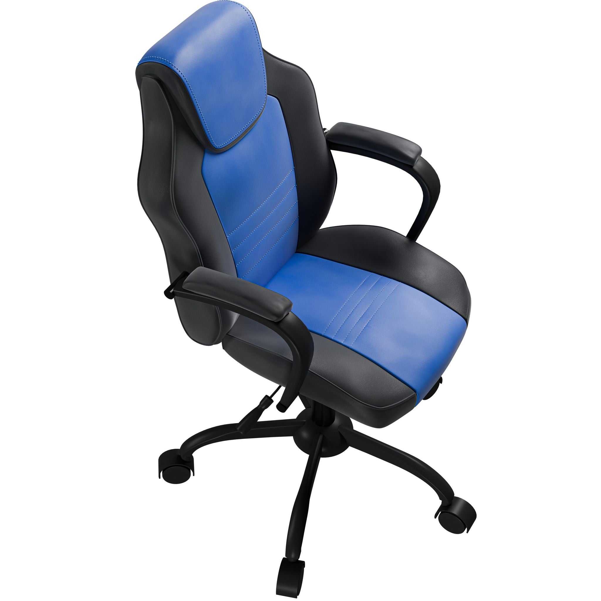 Gaming Office Chair With Adjustable Height Armrests - Black / Black / Blue / Blue