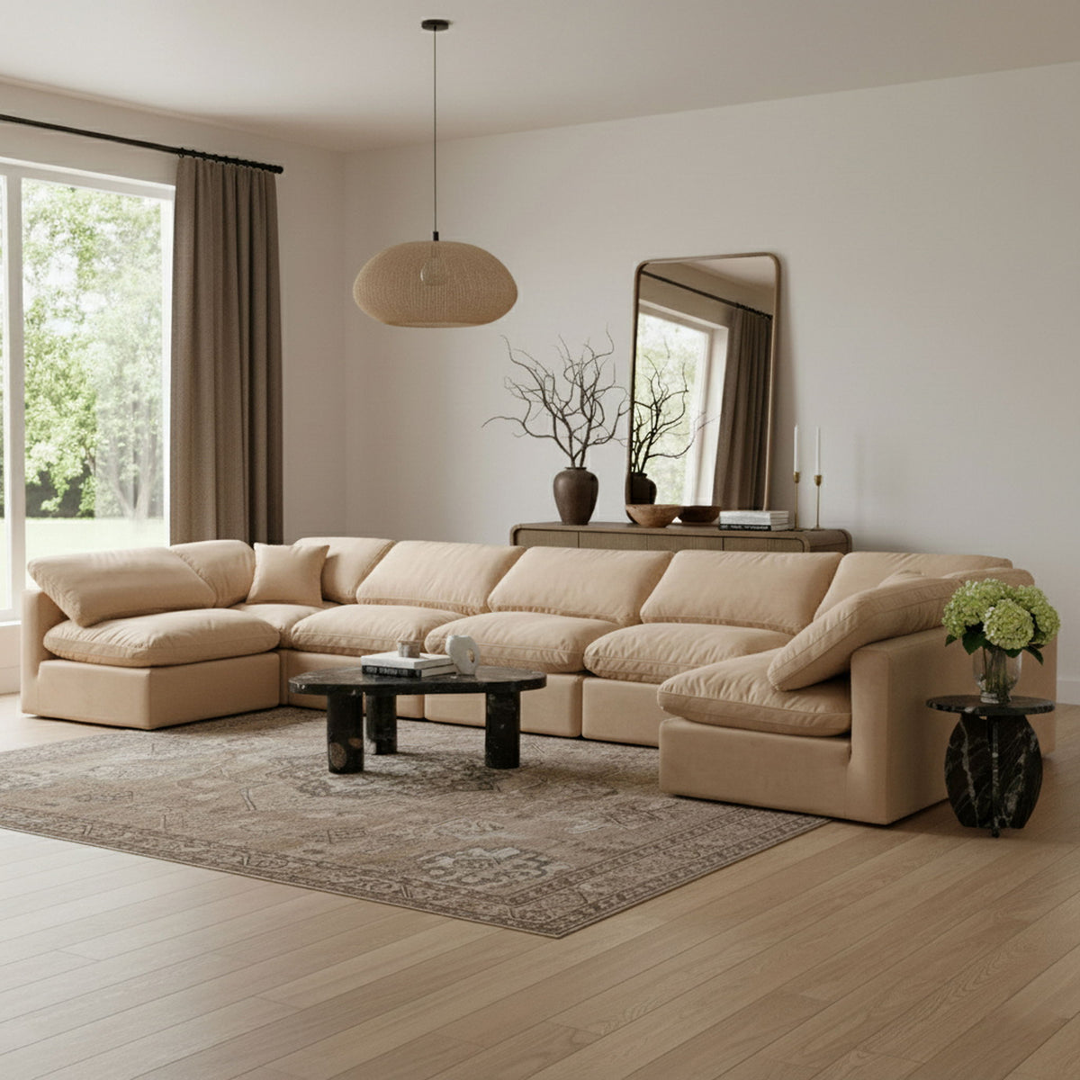 Indulge - Velvet 7 Piece Modular U-Shaped Sectional