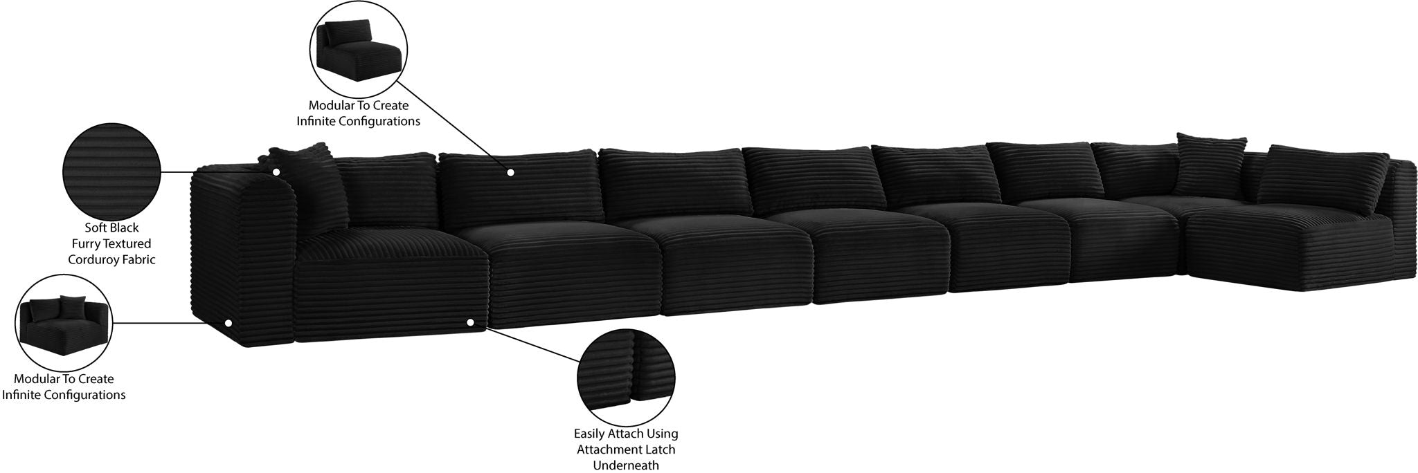 Shaggy - 8 Piece Modular Sectional