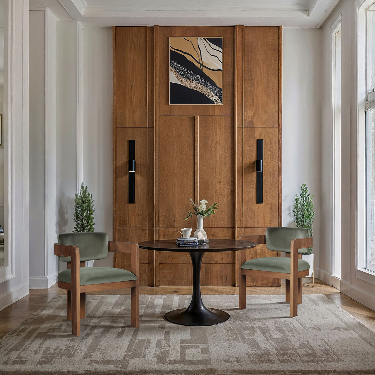 Sacha - Velvet Dining Chair With Brown Base (Set of 2)