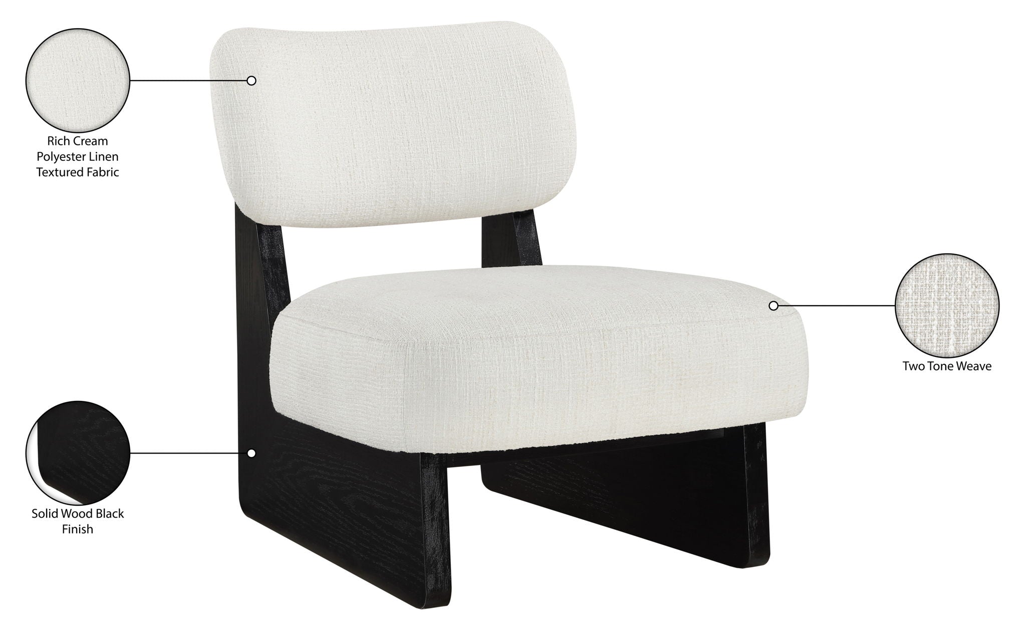 Vetra - Linen Textured Fabric Upholstered Accent Chair With Black Base