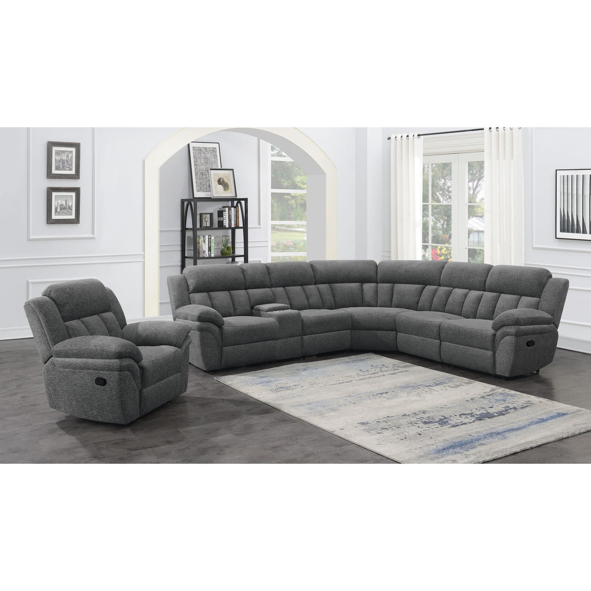 Bahrain Reclining Fabric 6 pc Sectional 609540LR/609540CON/609540AR/609540WDG/609540AR/609540RR