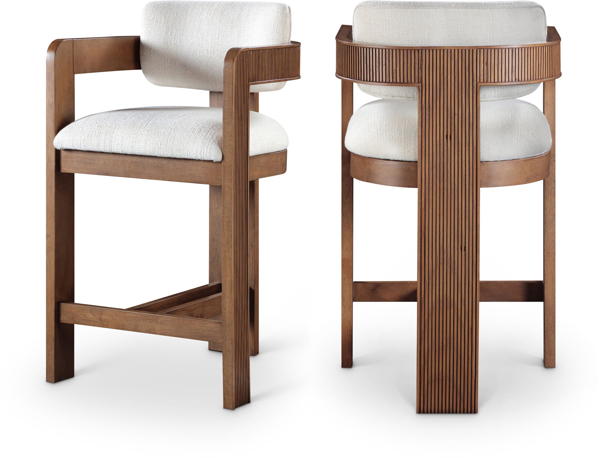 Sacha - Linen Stool With Brown Base