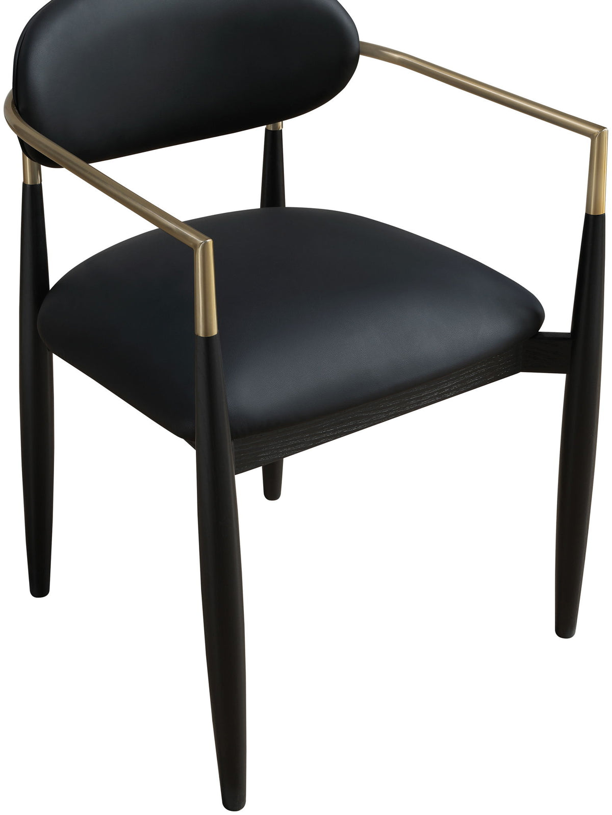 Riccio - Faux Leather Dining Arm Chair (Set of 2) - Black And Gold Frame