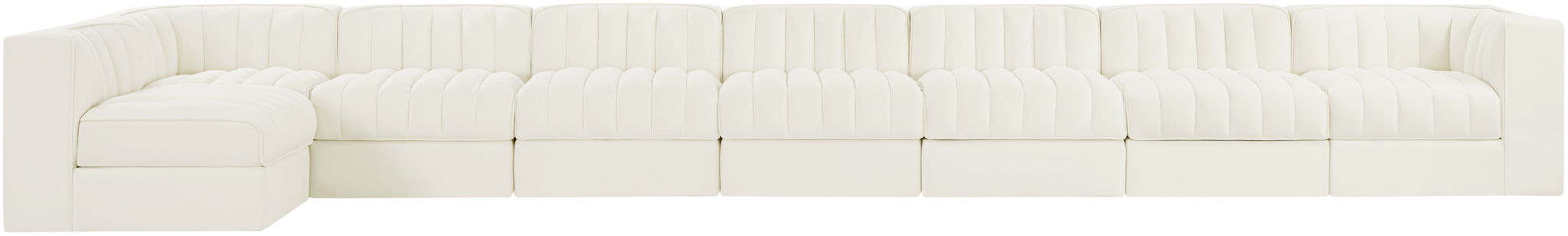 Rummi - Velvet Performance Fabric Upholstered 8 Piece Modular Sectional, L-Shaped (Right)