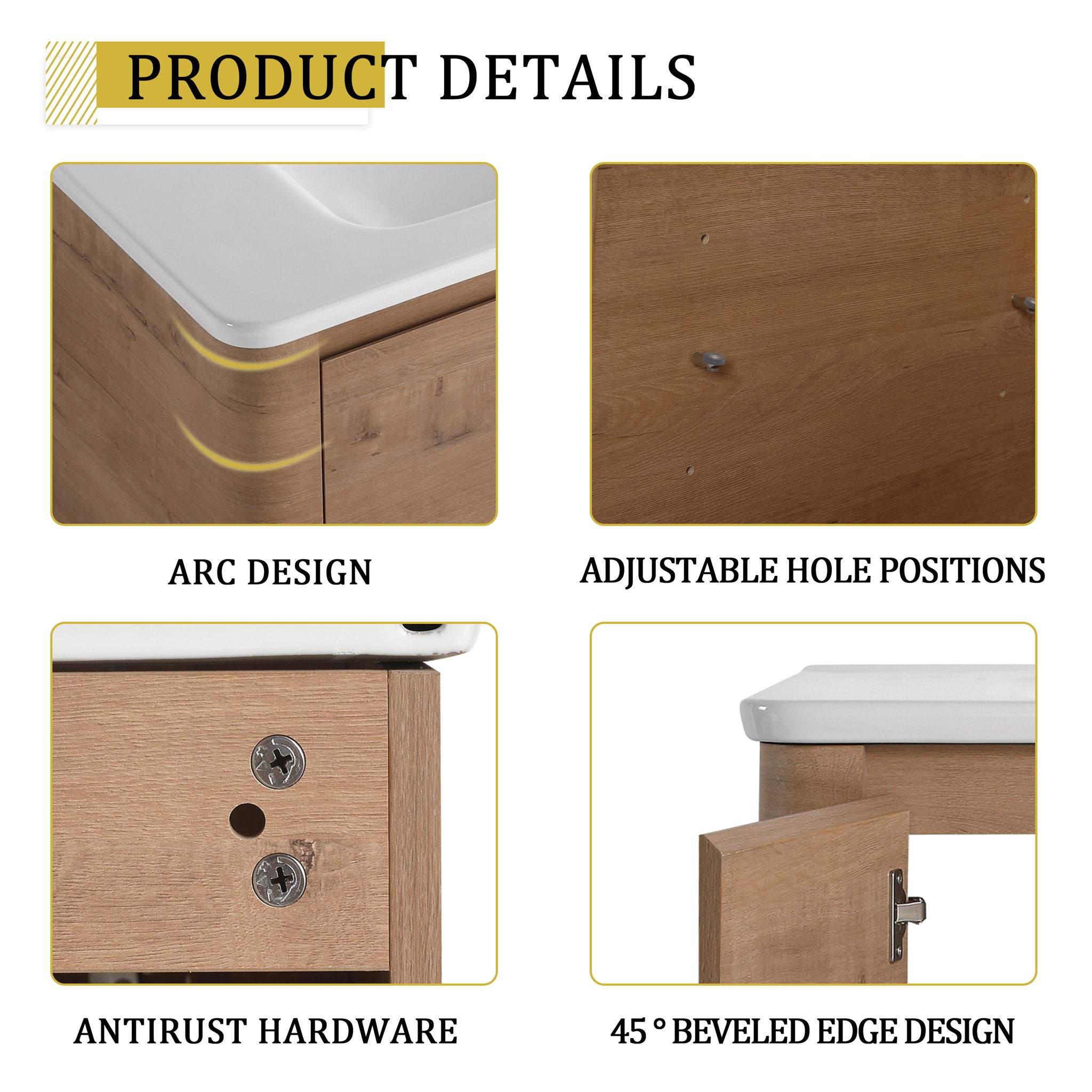 Freestanding Bathroom Vanity With Sink, 2 Soft Close Doors & Storage Rack