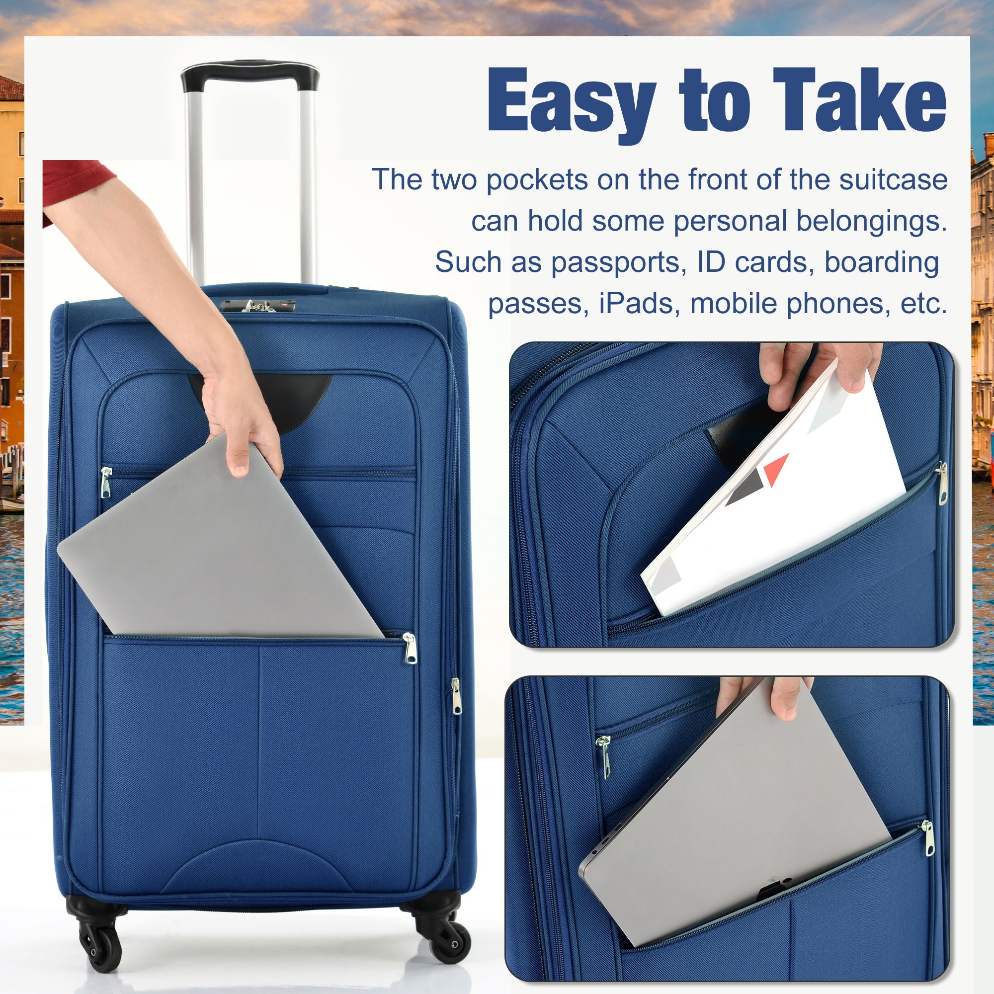 Softside Luggage Expandable Set With Duffel Bag Upright Spinner