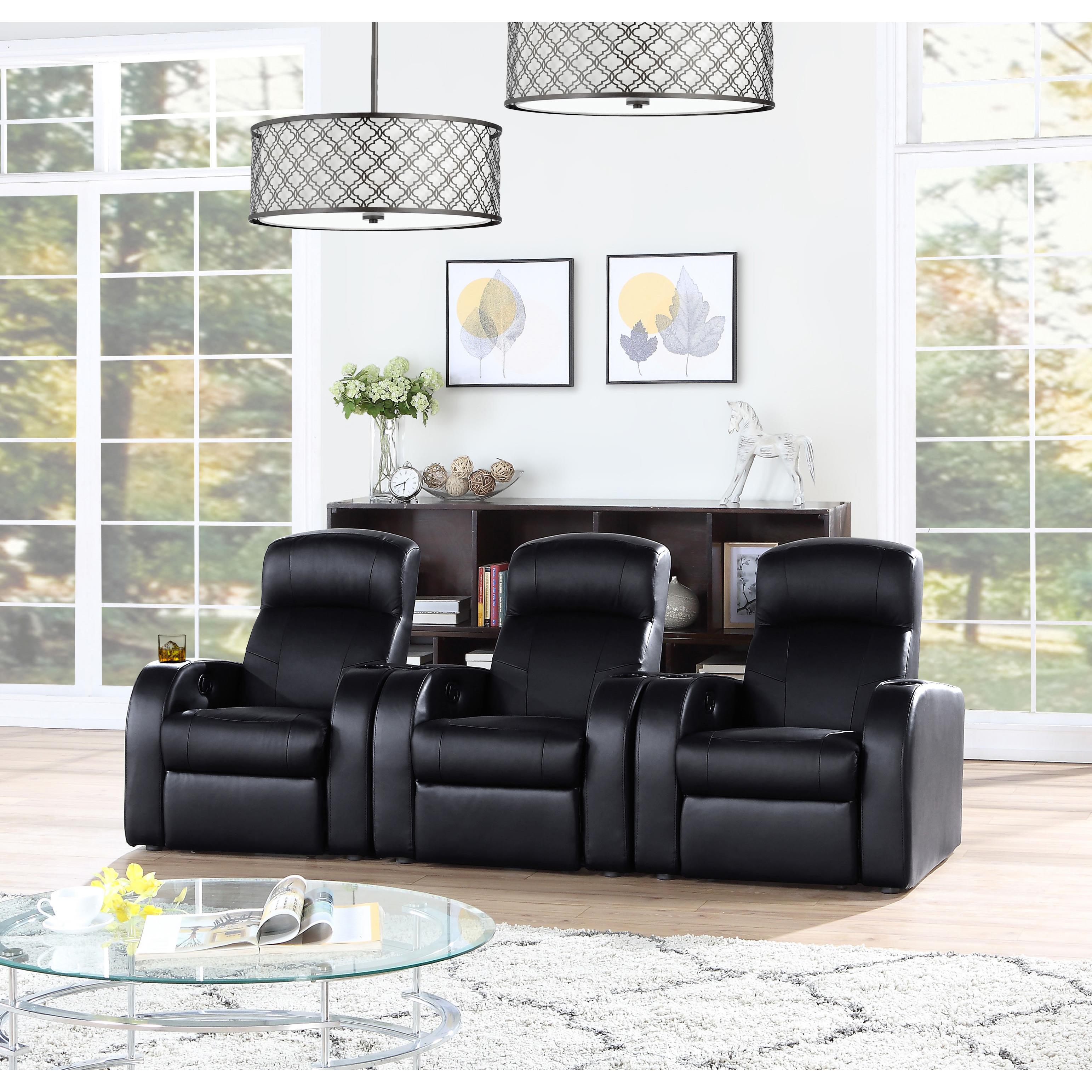 Diamond Modern Furniture COA Cyrus Leather match Reclining Home Theater Seating (with Wall Recline) 600001-S3B IMAGE 8