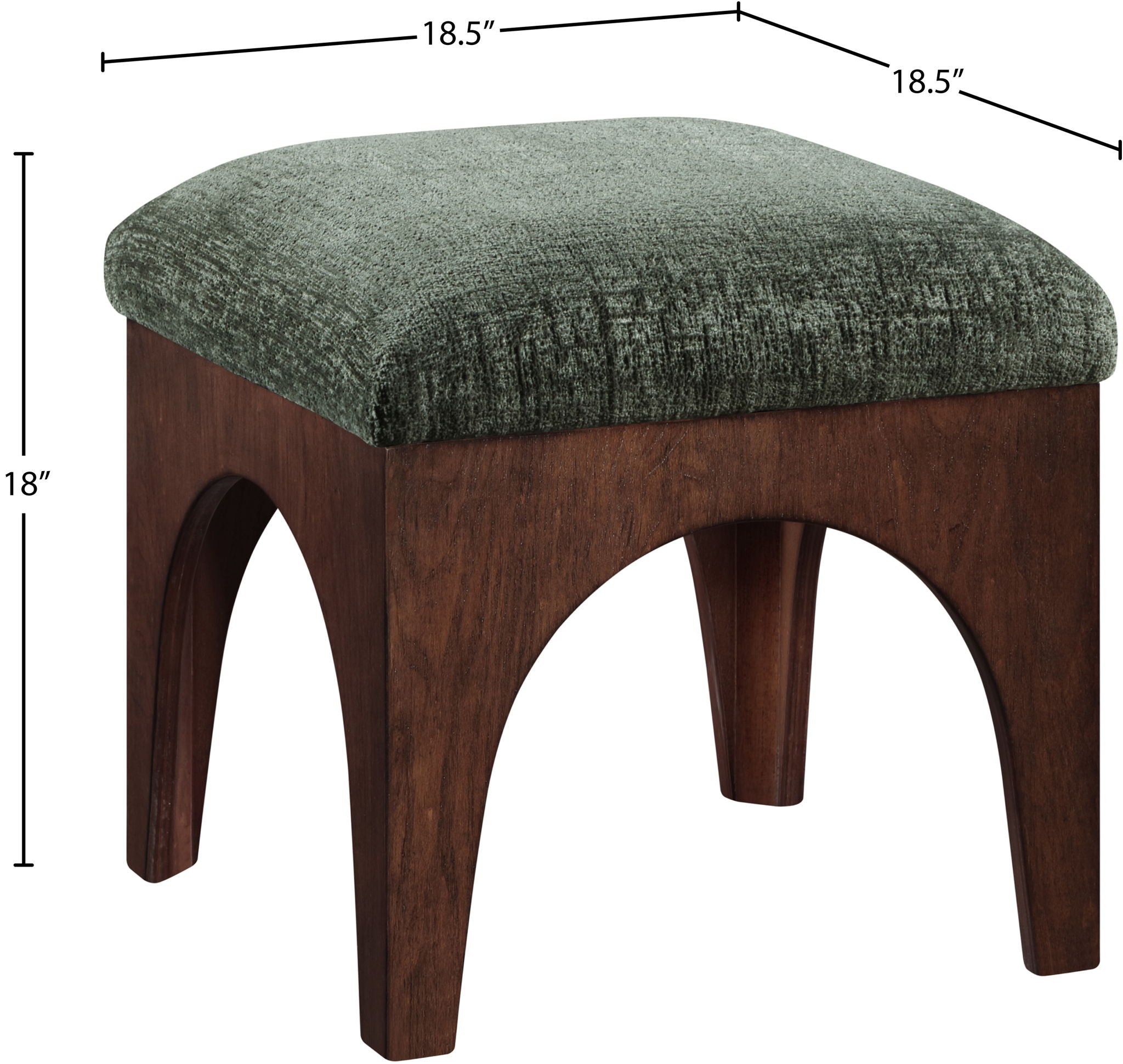 Lawson - Chenille Fabric Upholstered Ottoman - Walnut Base