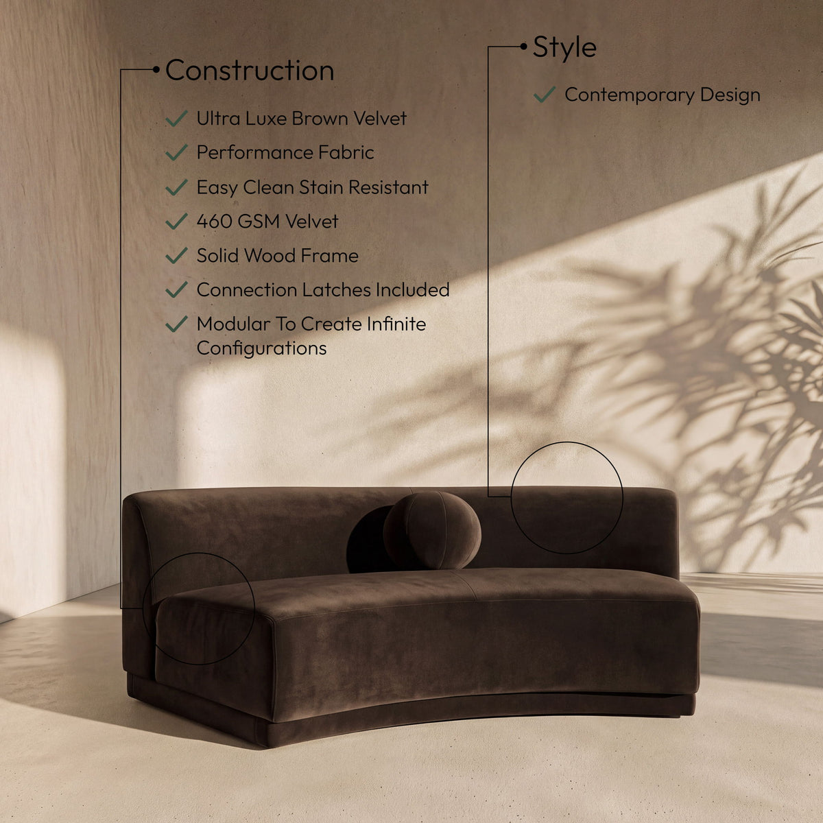 Avra - Velvet Performance Fabric Upholstered Armless Sofa