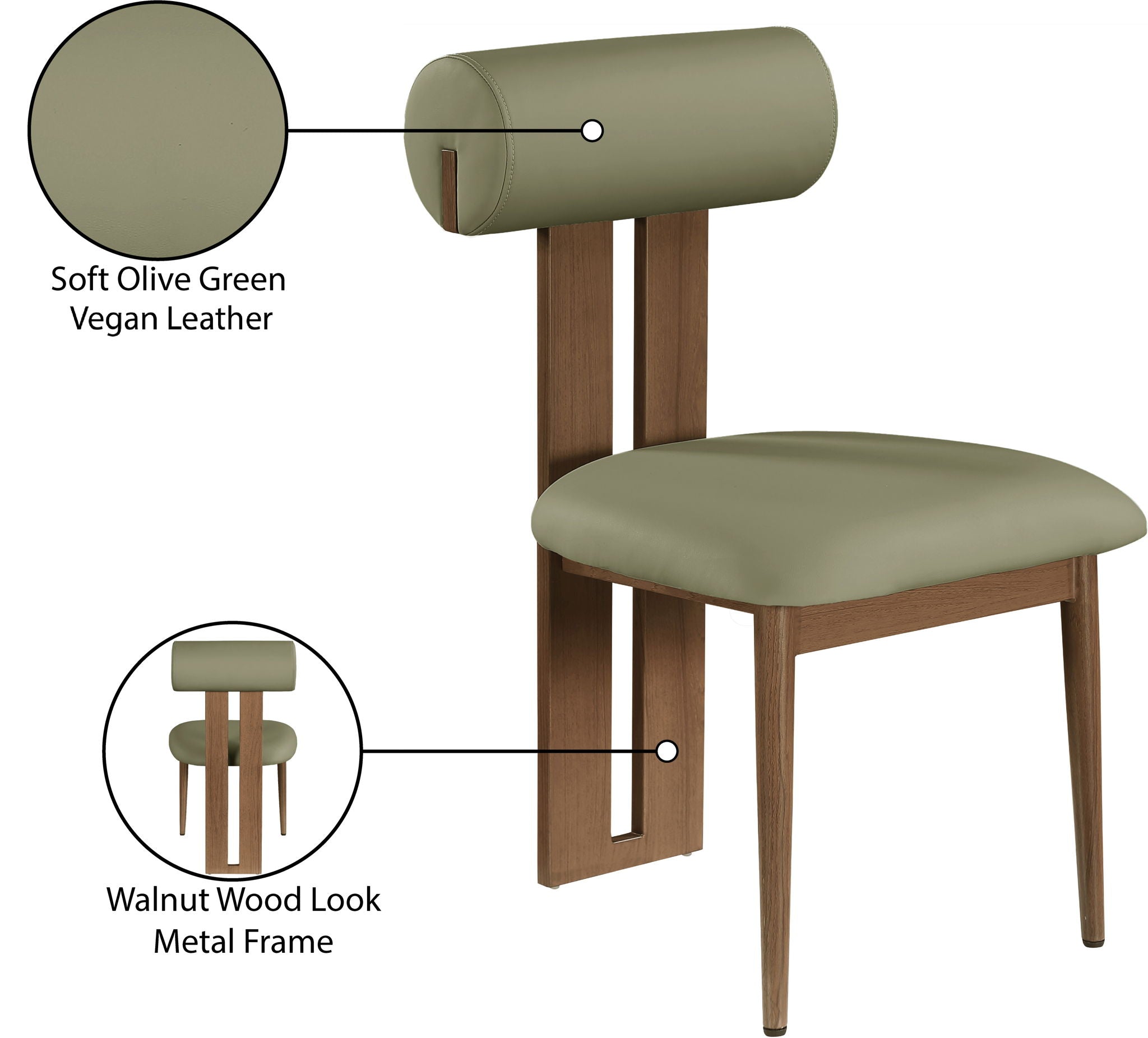 Dario - Faux Leather Dining Chair With Brown Frame (Set of 2)