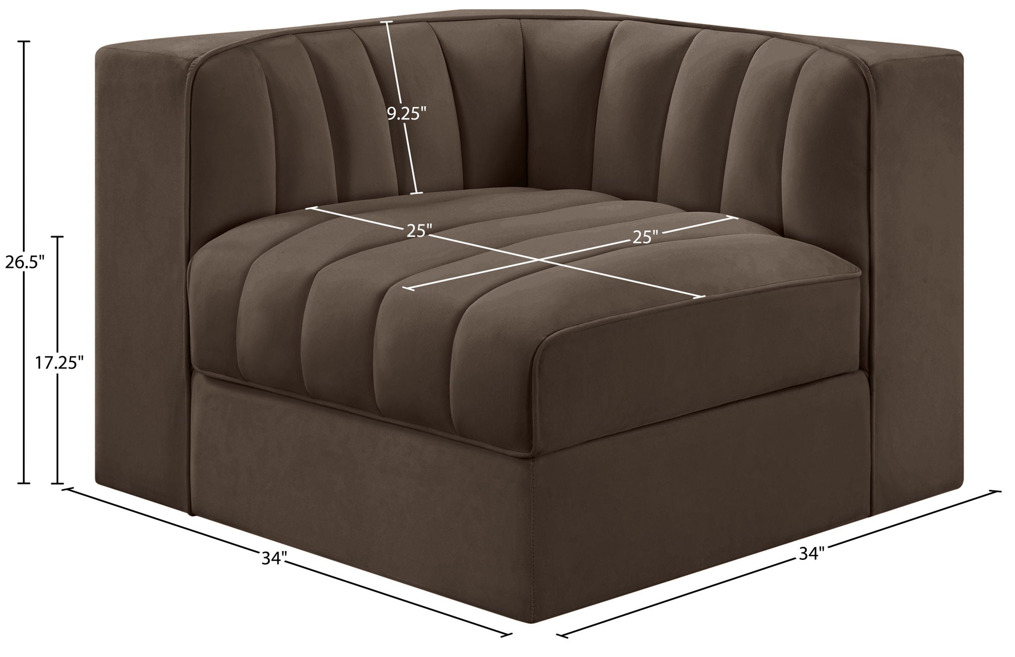 Rummi - Velvet Performance Fabric Upholstered Modular Corner Chair