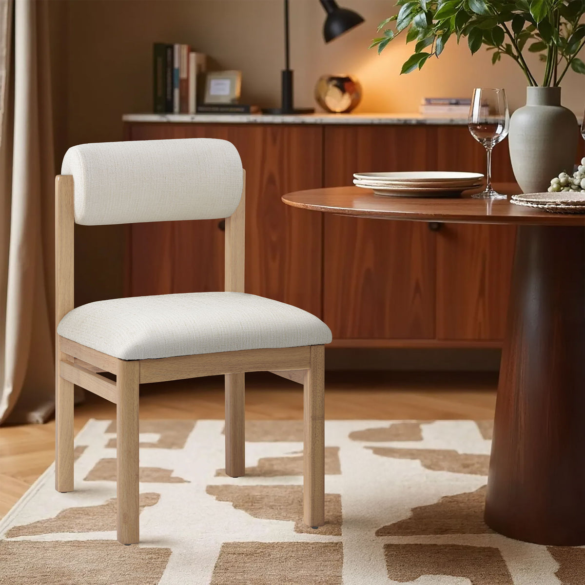 Roundhill - Fabric Dining Chair (Set of 2) - Natural Frame