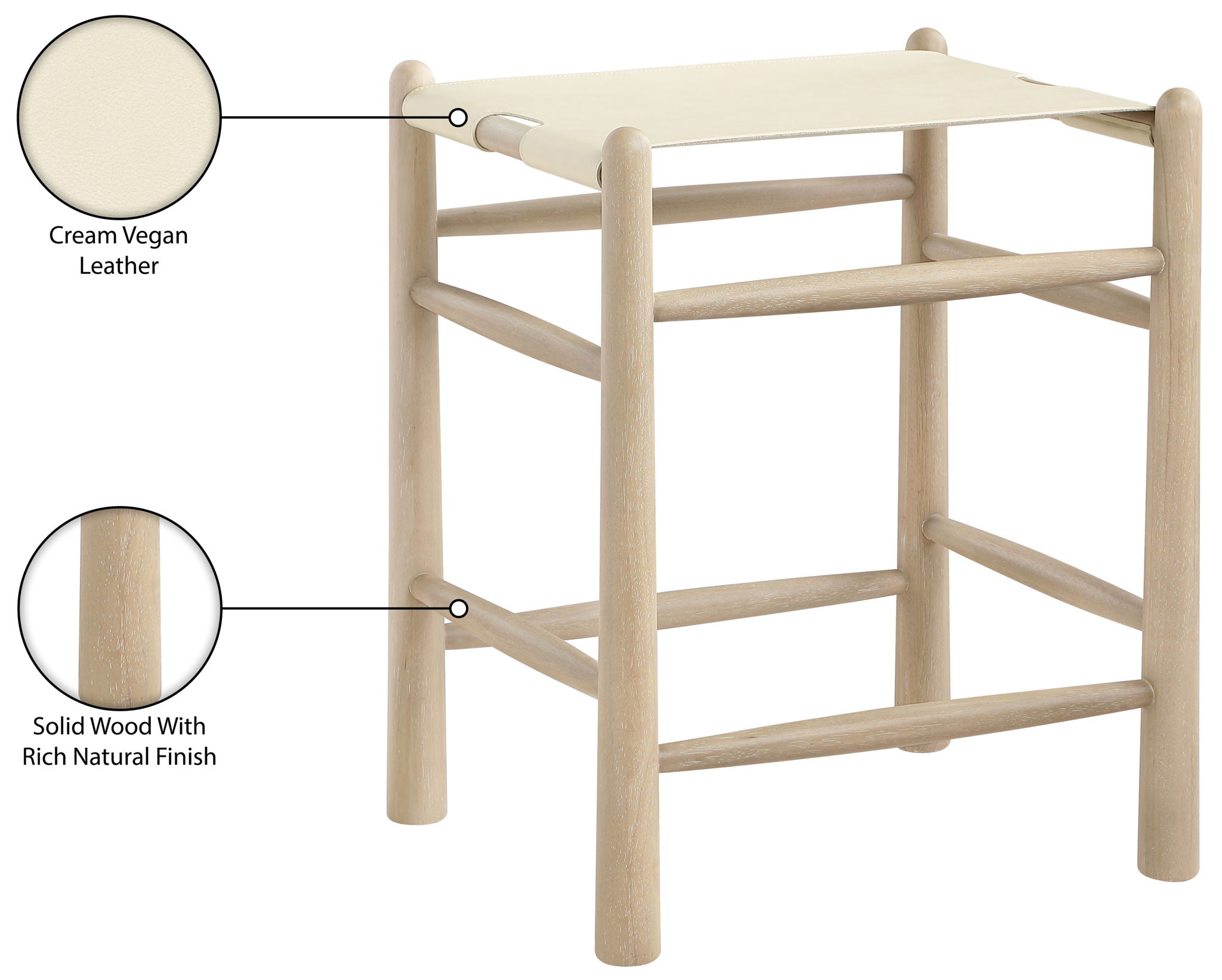 Santos - Backless Counter Stool With Stained Natural Base