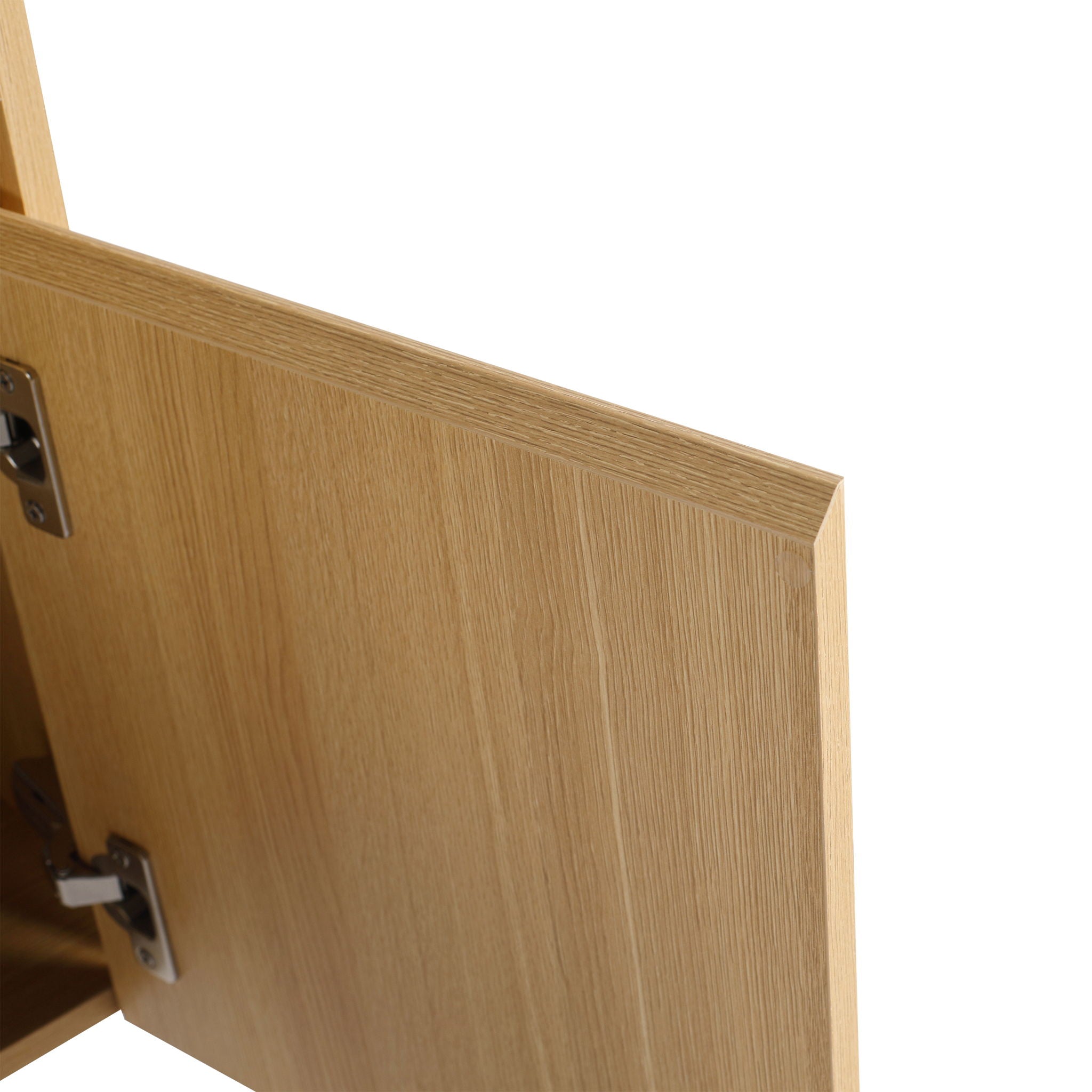 28" Wall Mounted Bathroom Vanity With Stainless Steel Sink, Soft Close Doors - Oak