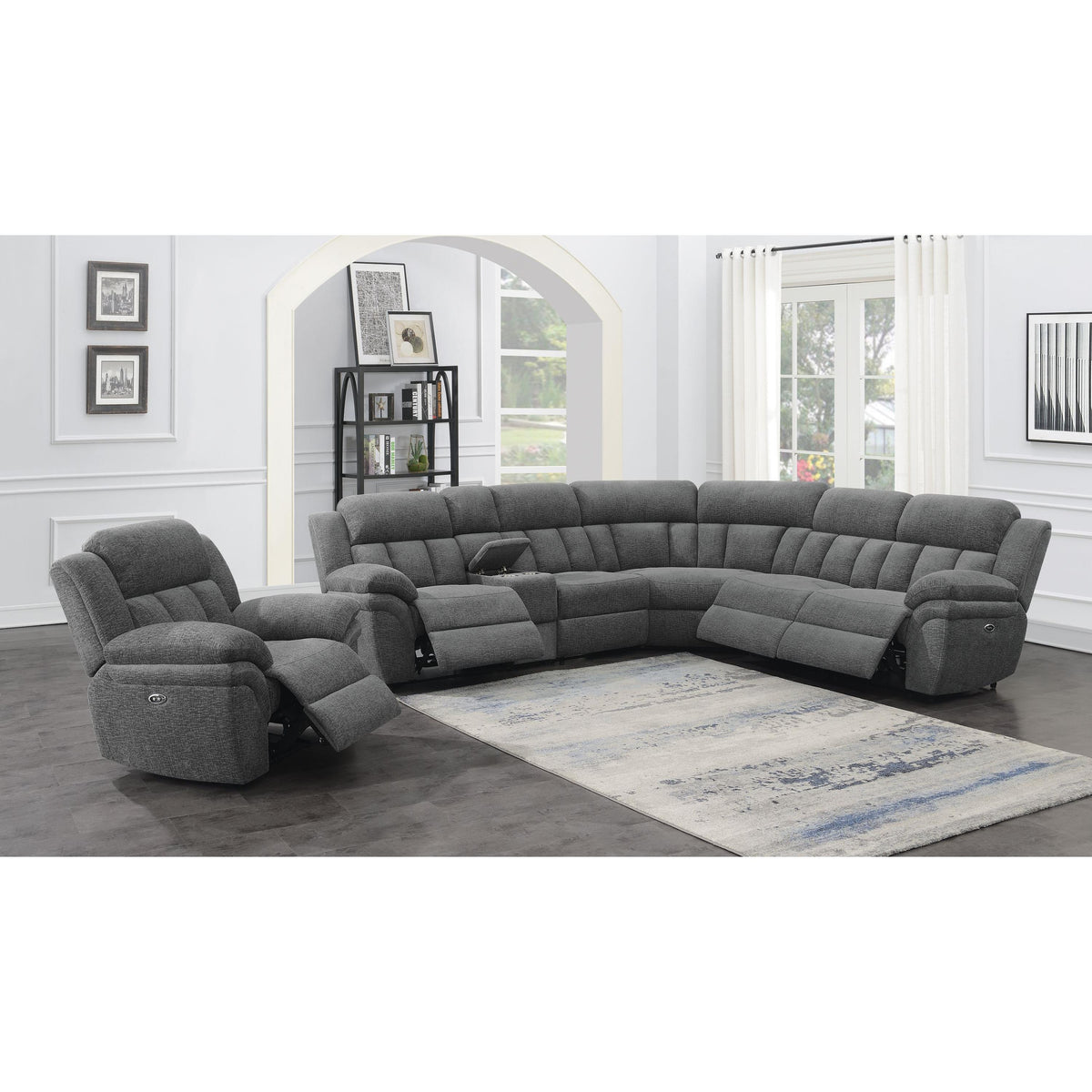 Bahrain Power Reclining Fabric 6 pc Sectional 609540LRP/609540CON/609540AC/609540WDG/609540ARP/609540RRP