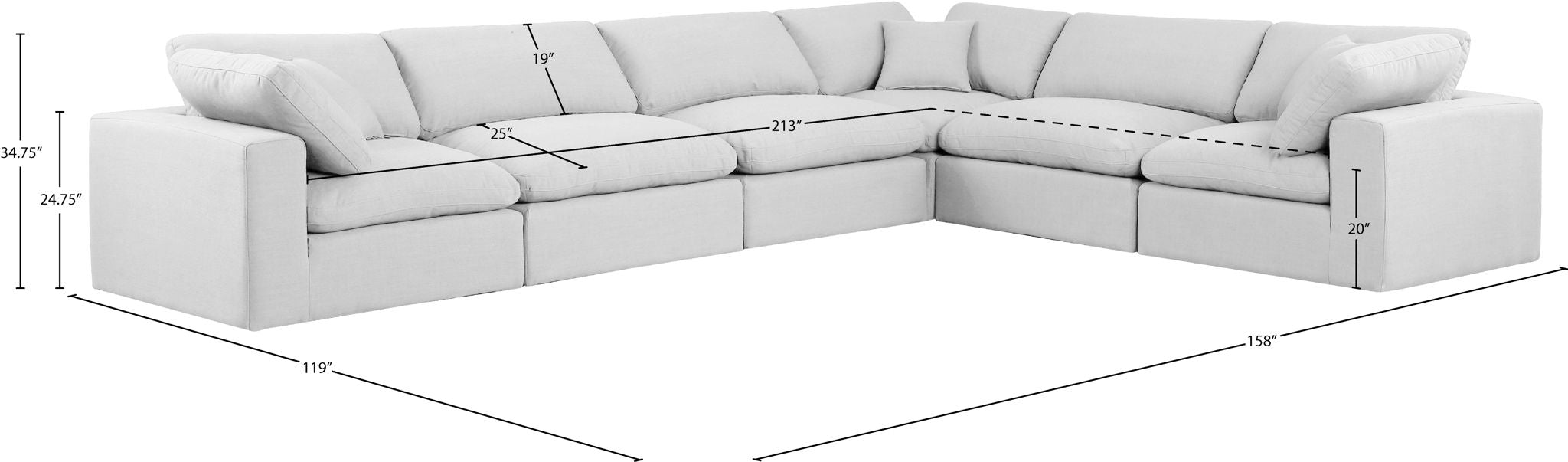 Comfy - 6 Piece Linen Modular Corner Sectional