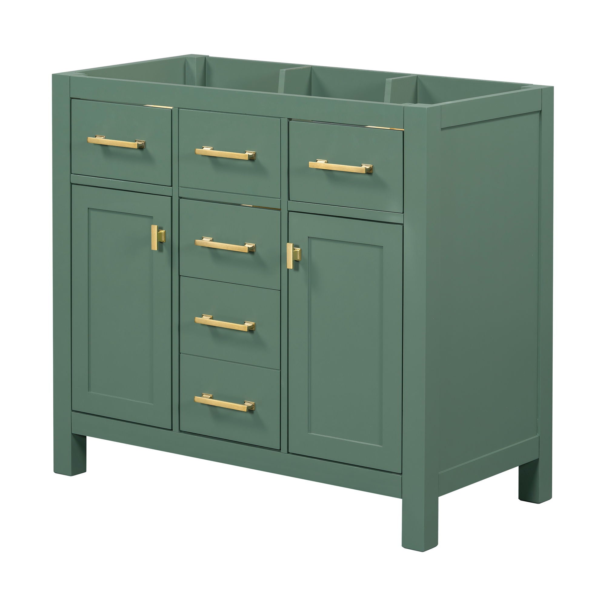 Freestanding Bathroom Vanity With 4 Drawers & 2 Cabinets - Green