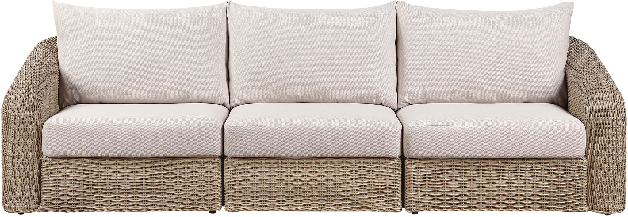 Seacrest - Olefin Water Resistant Fabric And Wicker 3 Piece Outdoor Patio Modular Sofa