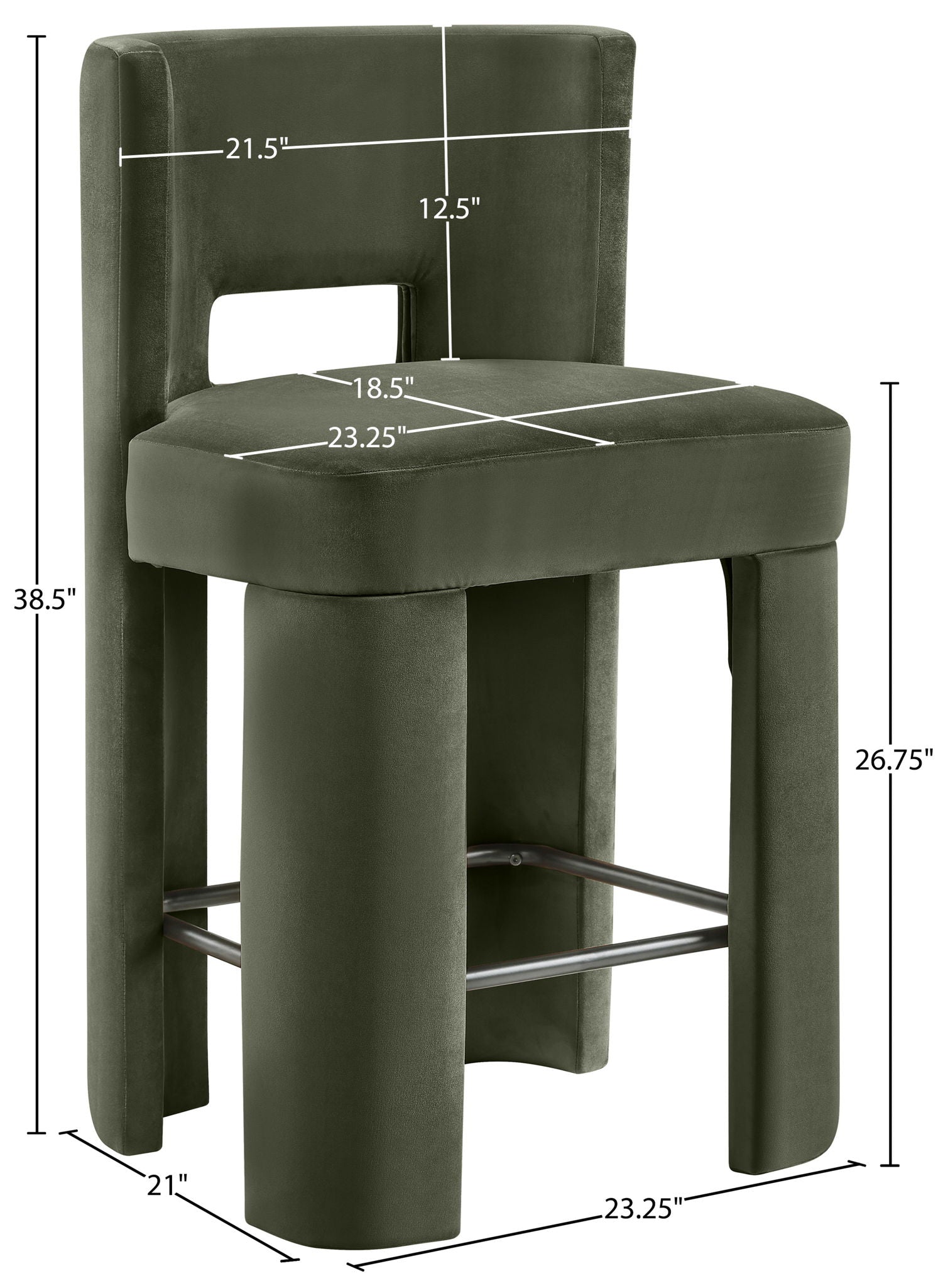 Zuno - Velvet Performance Fabric Upholstered Counter Stool (Set of 2)