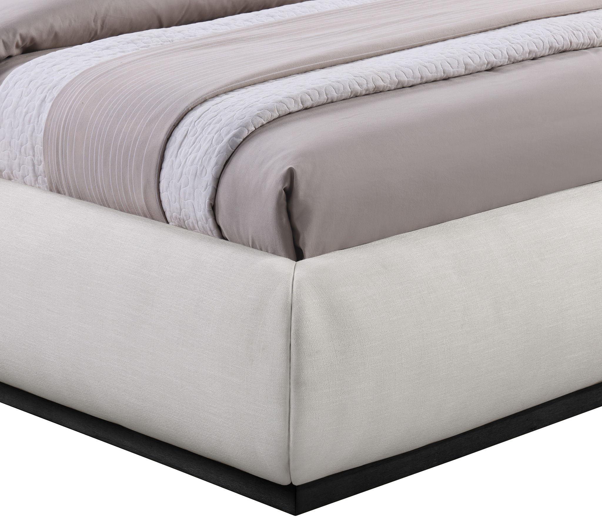 Vaughn - Linen Bed With Black Base