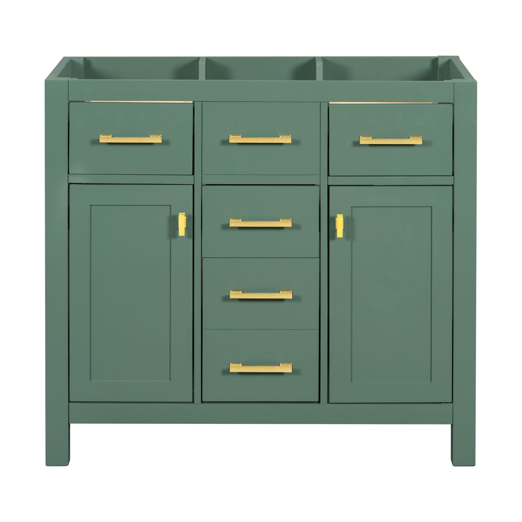 Freestanding Bathroom Vanity With 4 Drawers & 2 Cabinets - Green