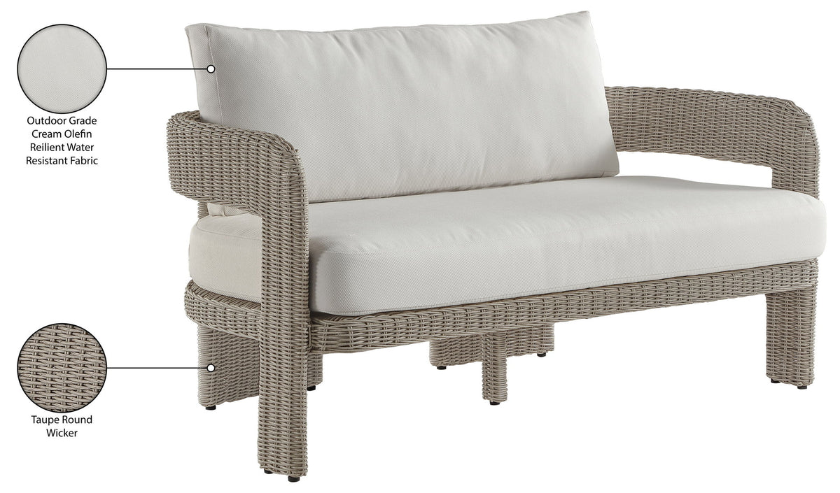 Sandbay - Olefin Water Resistant Fabric And Wicker Outdoor Patio Loveseat