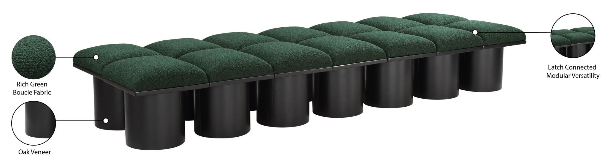 Pavilion - 14 Piece Modular Bench With Black Base